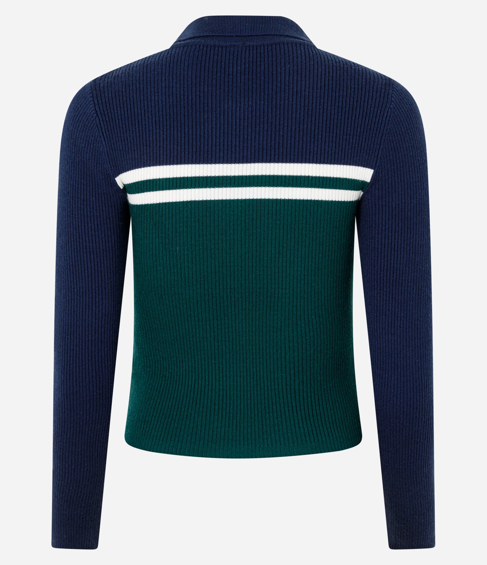 Blusa Gola Polo em Tricô com Estampa Náutica e Zíper Azul / Verde 3