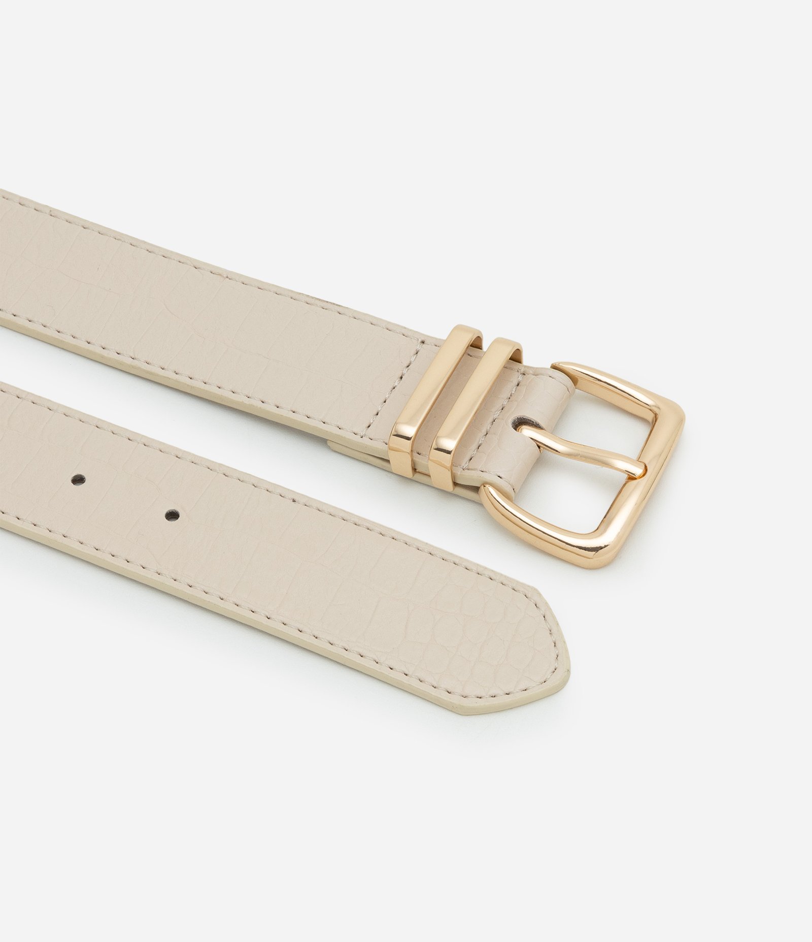 Kit 02 Cintos com Fivela Quadrada Off white / Preto 2