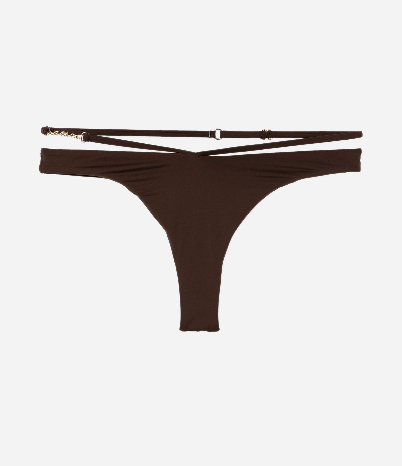 Biquíni Calcinha Asa Delta em Microfibra com Búzio Metalizado Marrom 5