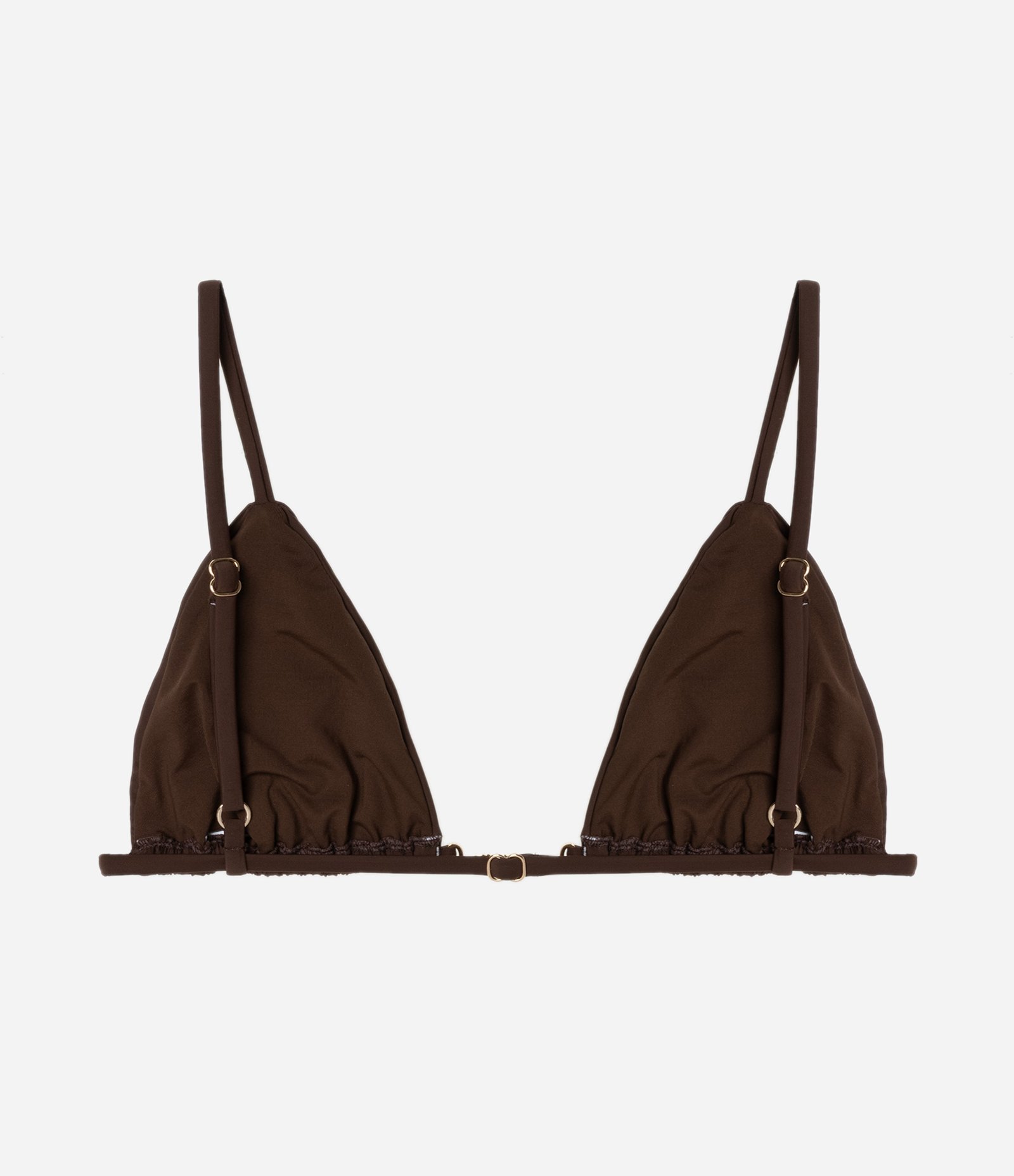 Biquíni Top Cortininha em Microfibra com Aviamento de Metal Marrom 6