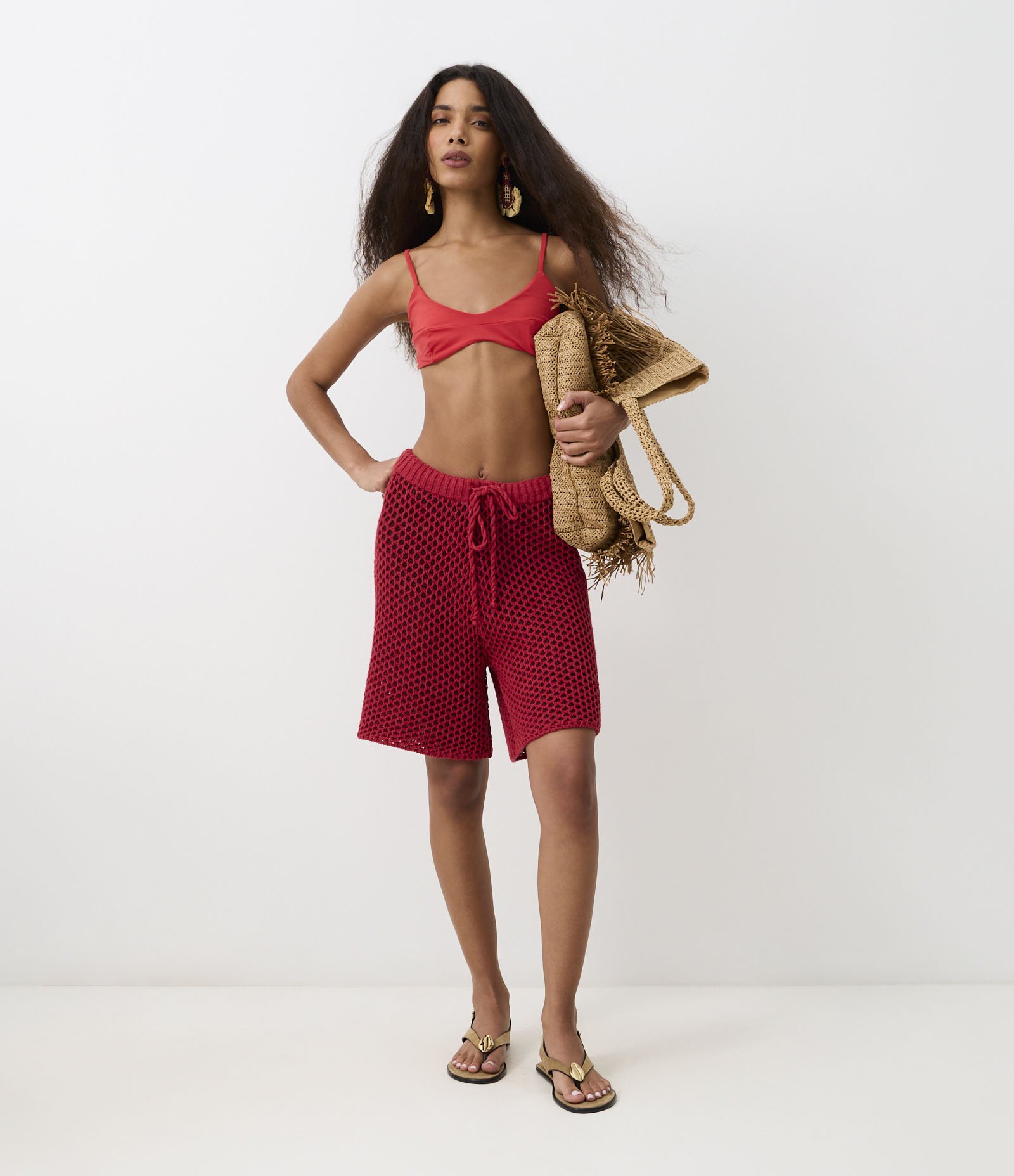 Biquíni Top Camisetinha em Microfibra com Franzidos Vermelho 3