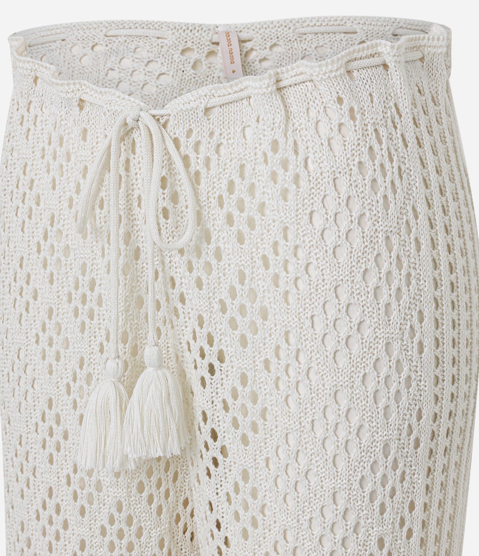 Saída de Praia Calça em Crochê com Amarração e Tassel Branco 6