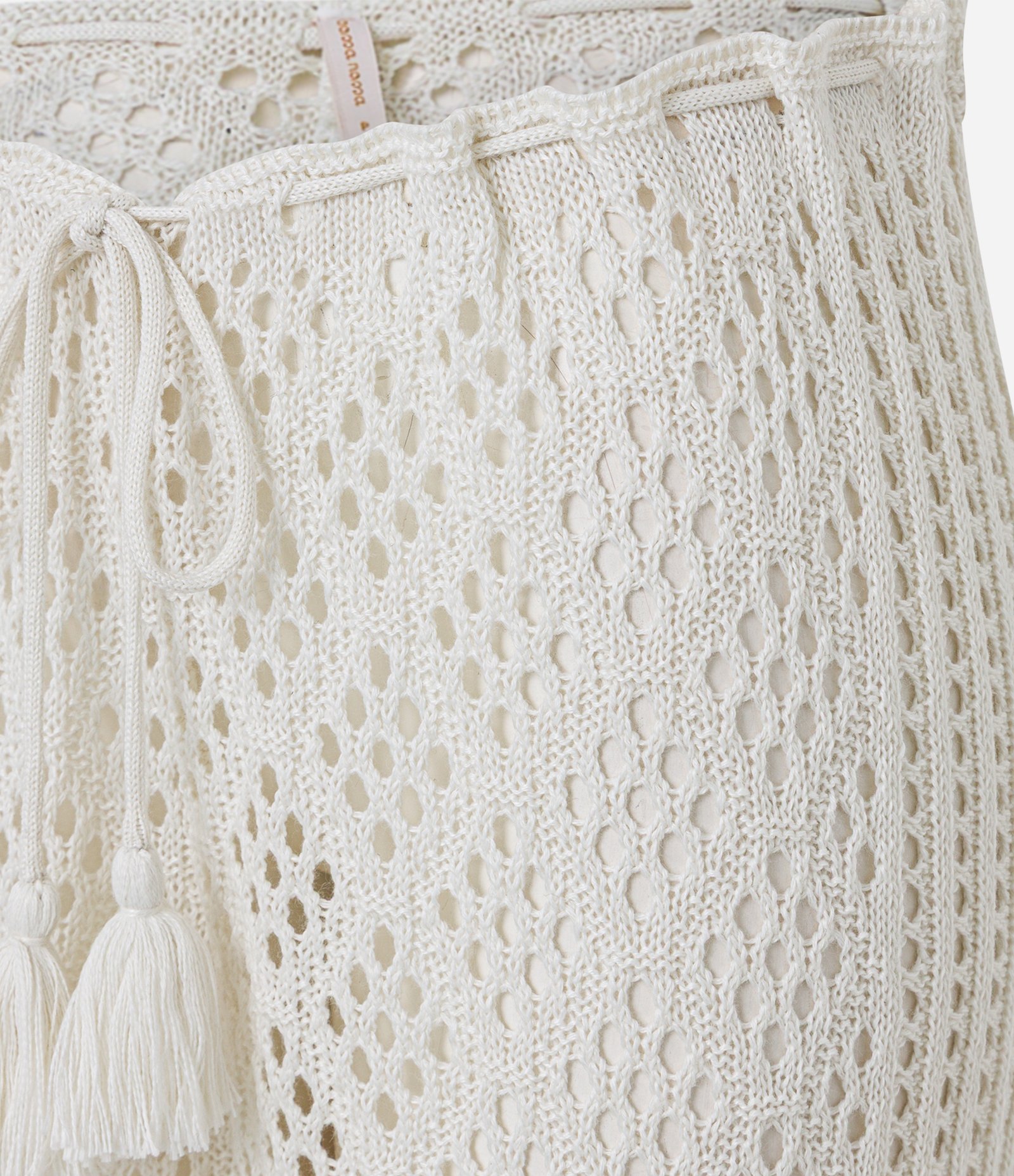 Saída de Praia Calça em Crochê com Amarração e Tassel Branco 7