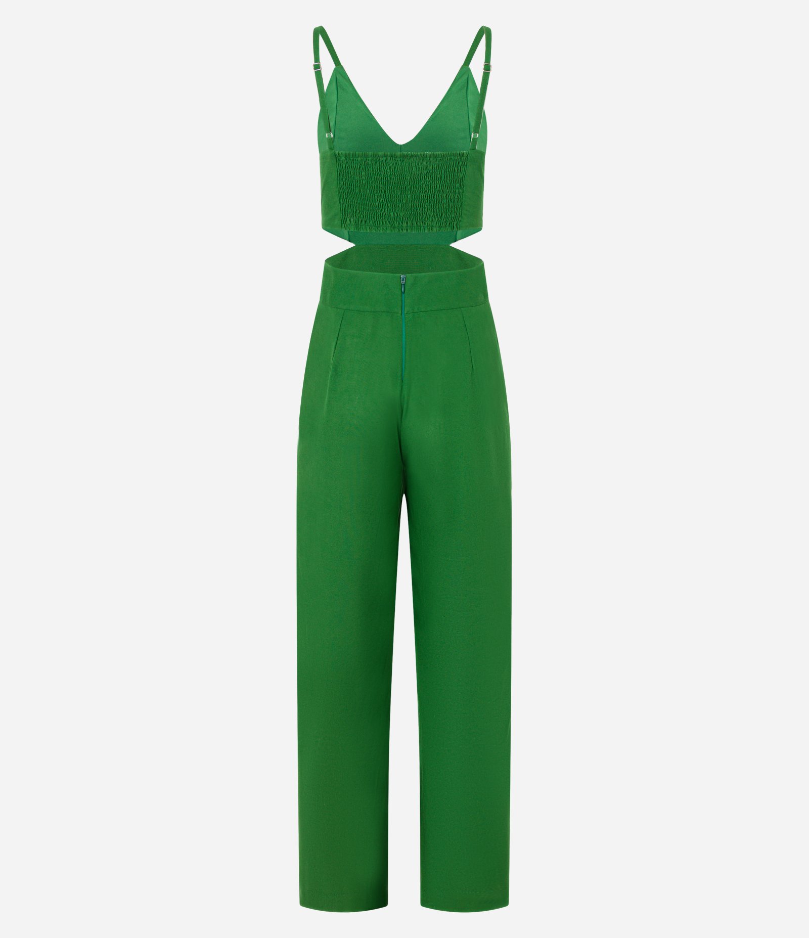 Macacão em Viscolinho com Decote em V Verde 6