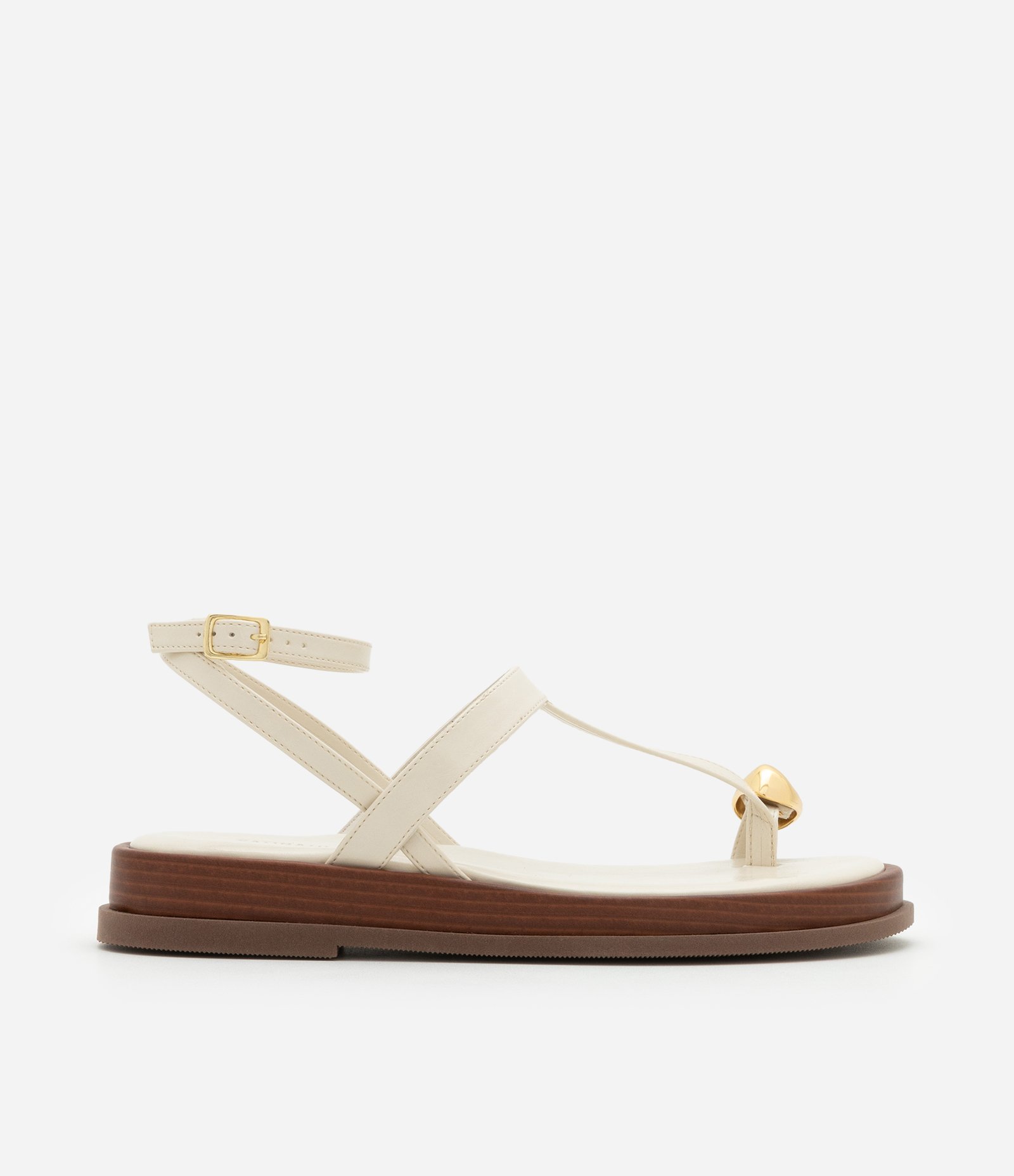 Sandália Rasteira Salomé com Detalhe Bold Off White 1