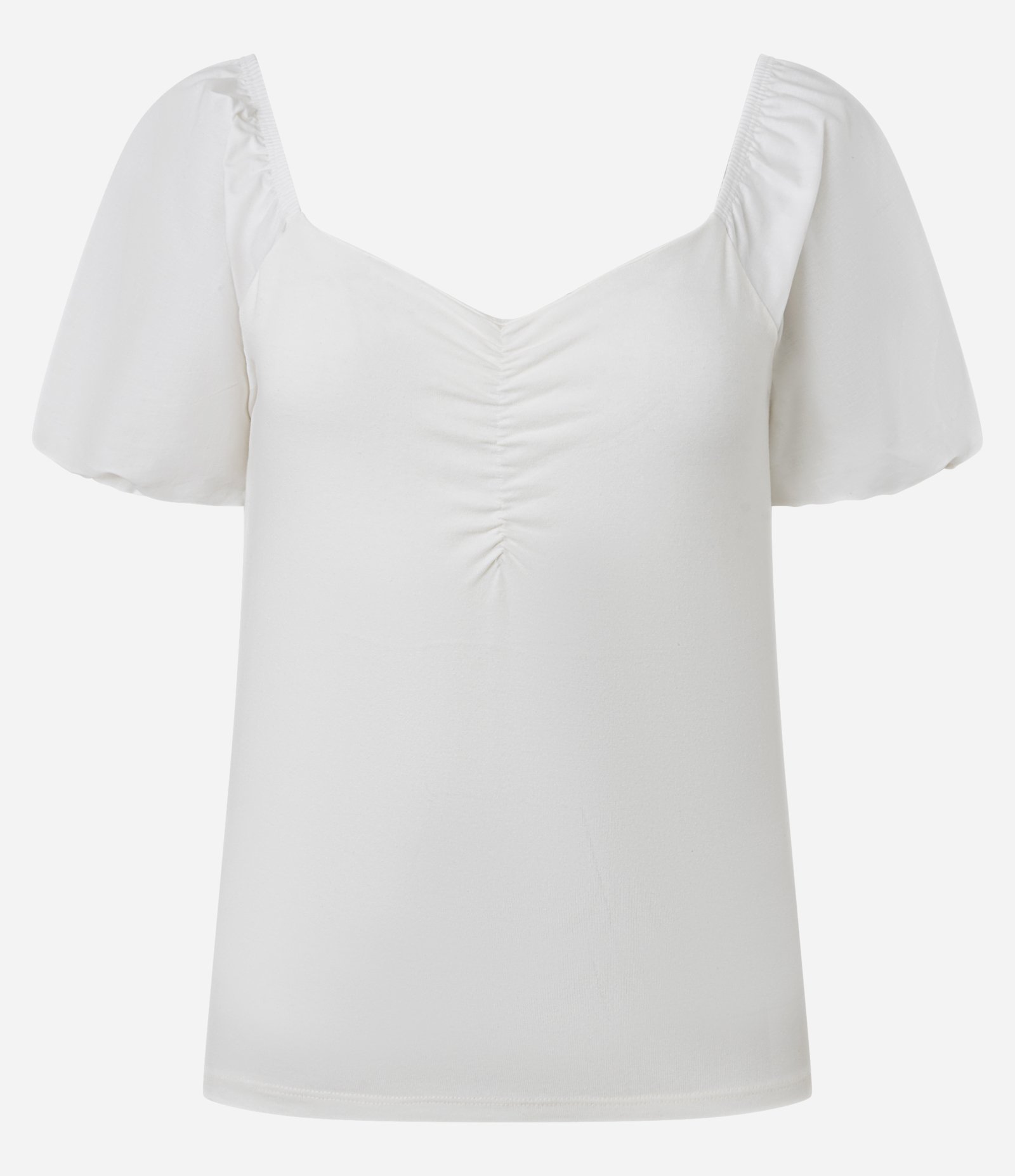 Blusa em Tricoline com Franzidinho no Busto Branco 4
