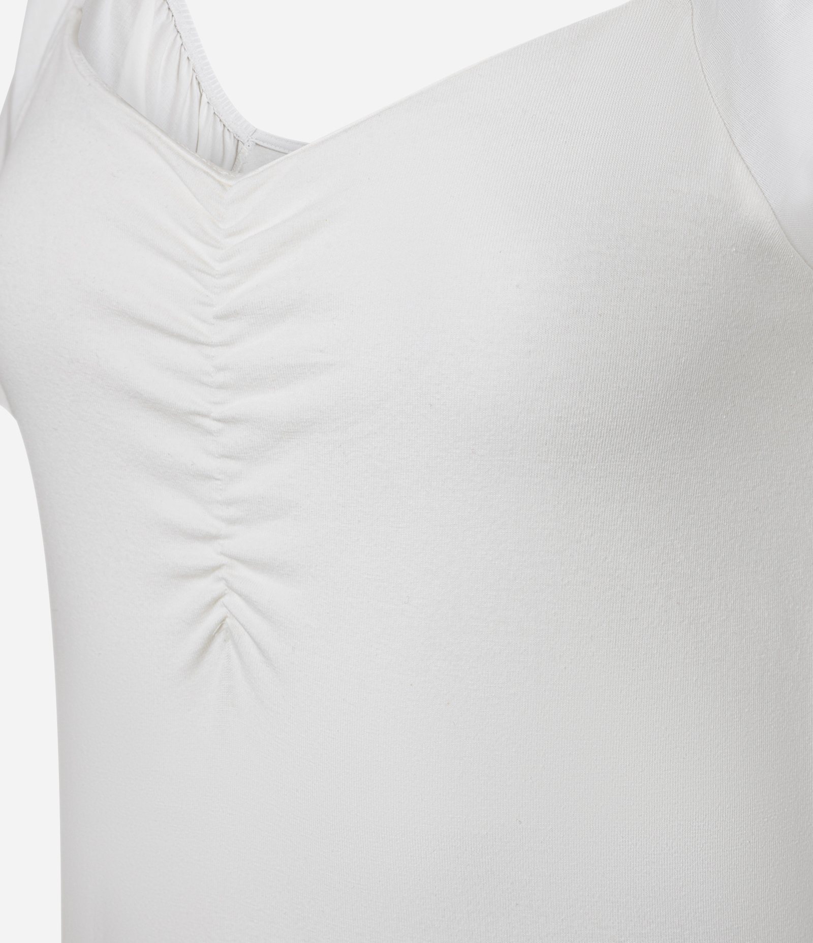 Blusa em Tricoline com Franzidinho no Busto Branco 5