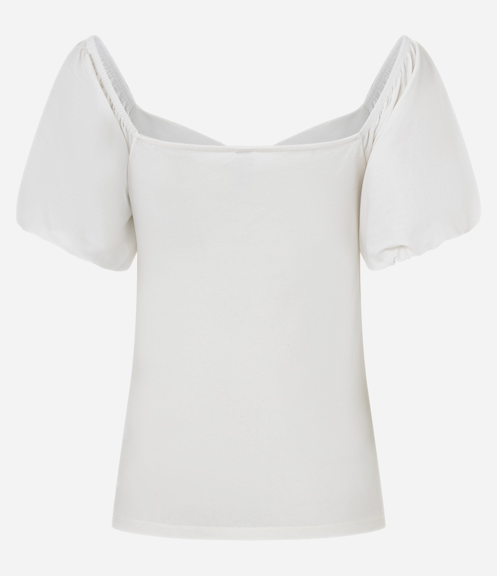 Blusa em Tricoline com Franzidinho no Busto Branco 6