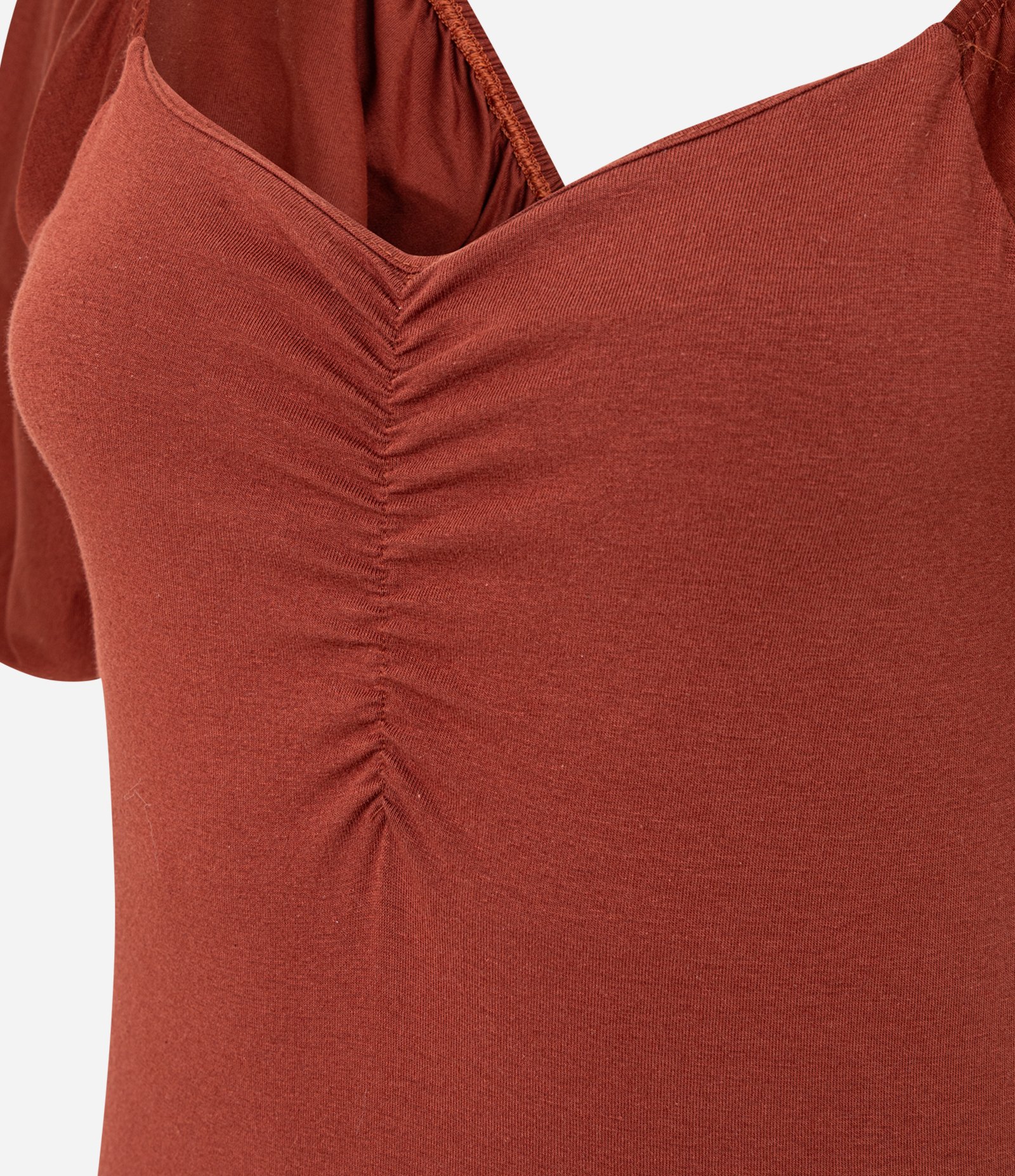 Blusa em Tricoline com Franzidinho no Busto Vermelho 5