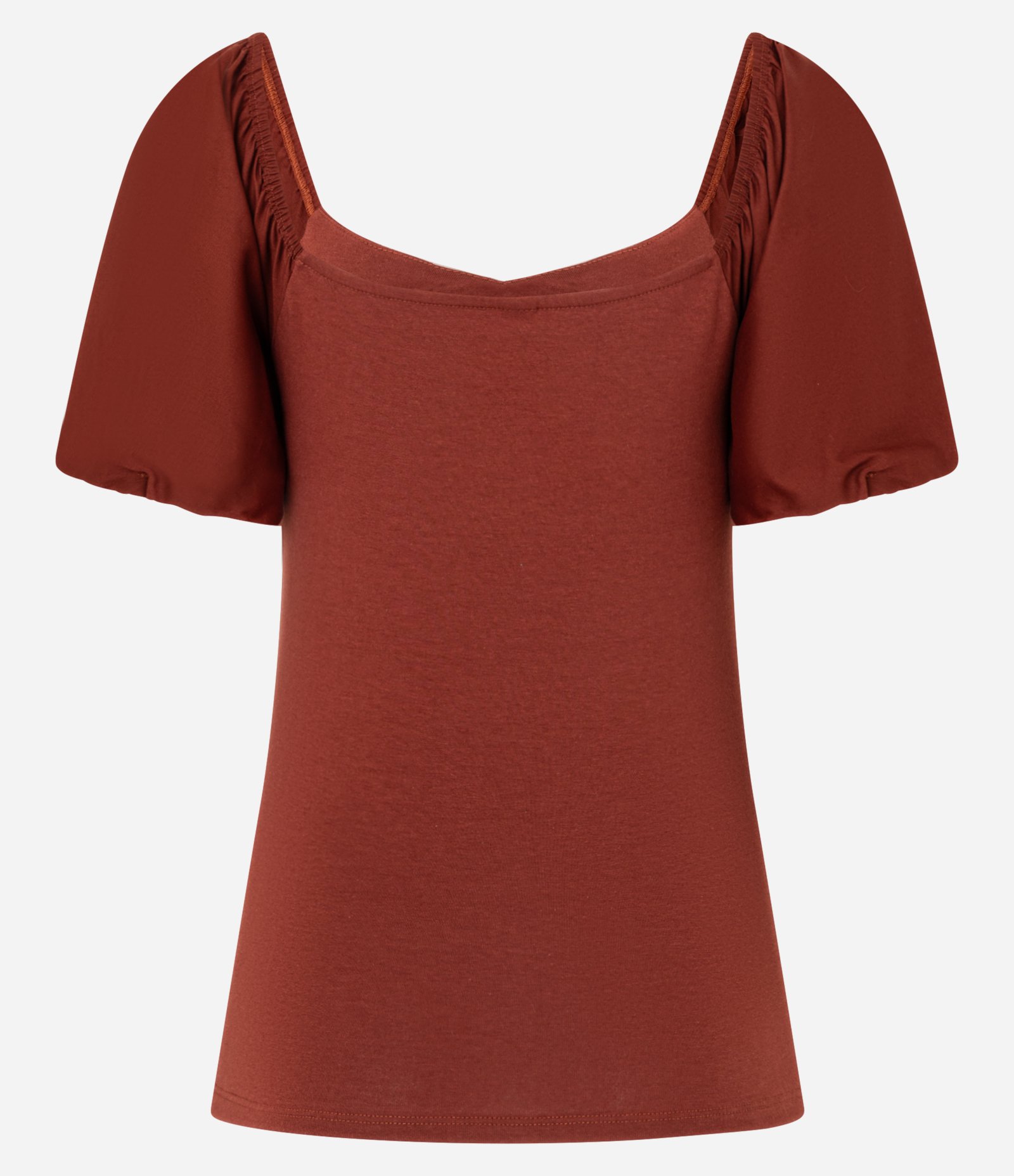 Blusa em Tricoline com Franzidinho no Busto Vermelho 6