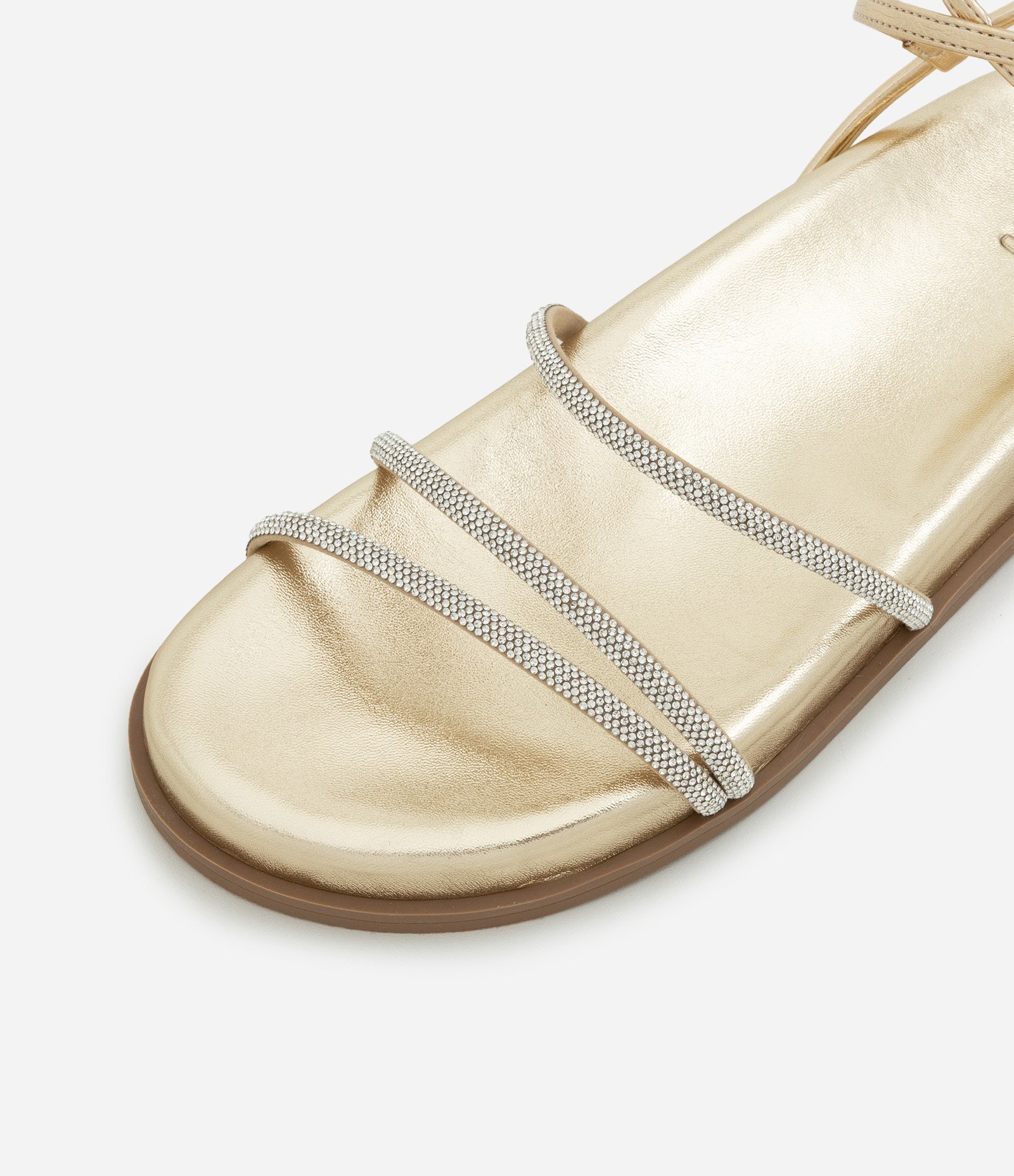 Sandália Rasteira Sport Sandal com Tiras de Brilho Dourado 5