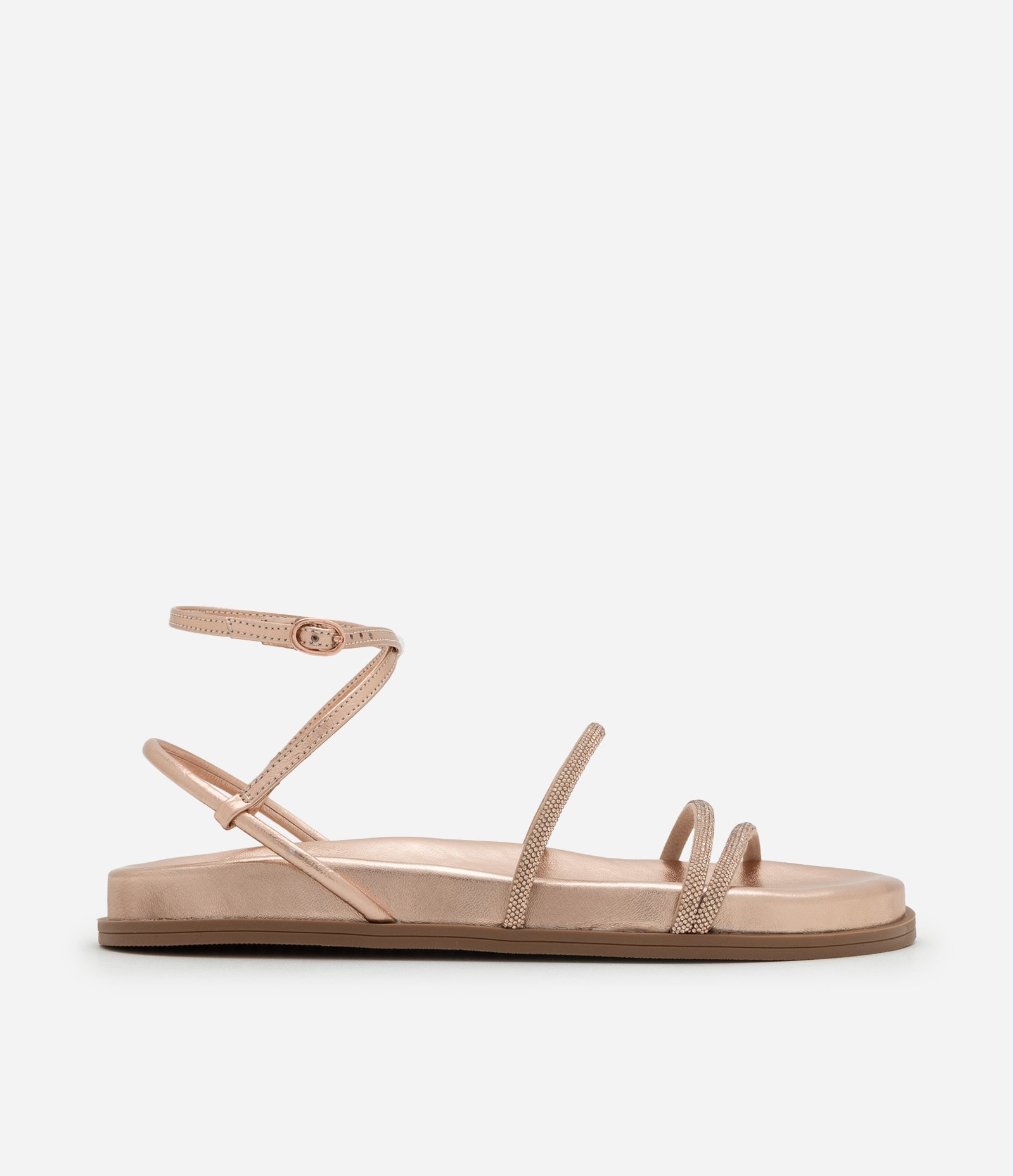 Sandália Rasteira Sport Sandal com Tiras de Brilho Rosê 1