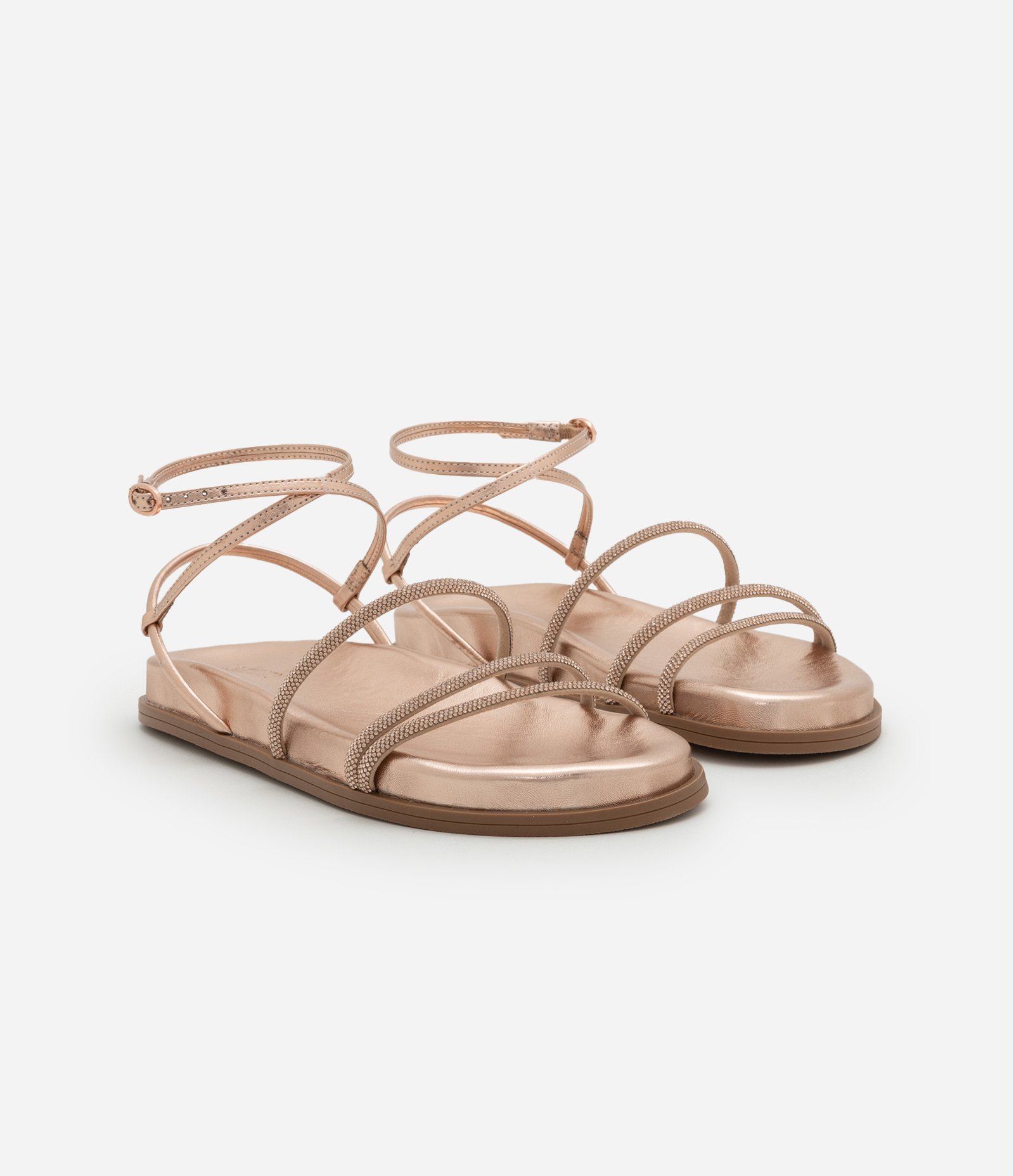 Sandália Rasteira Sport Sandal com Tiras de Brilho Rosê 2
