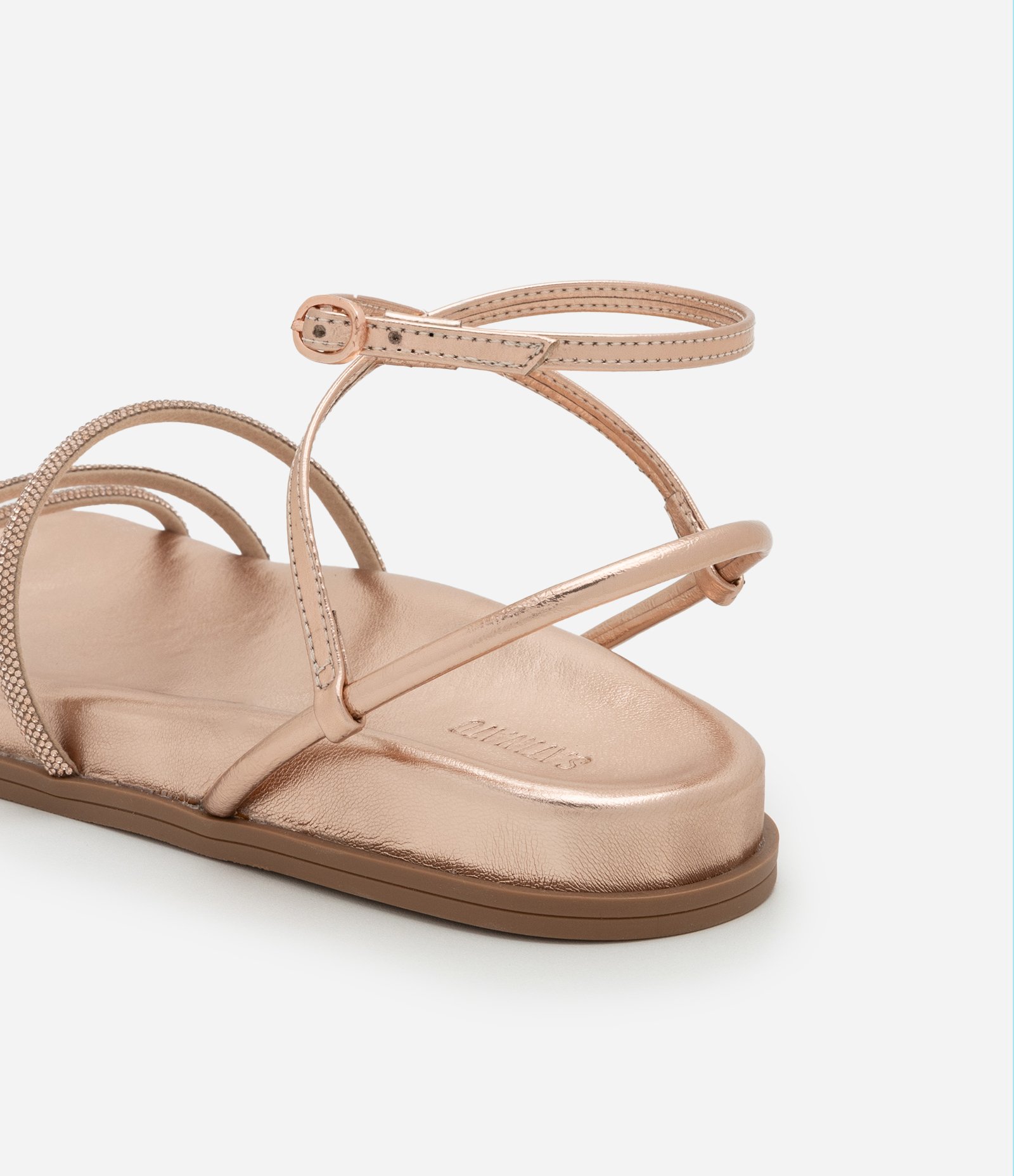 Sandália Rasteira Sport Sandal com Tiras de Brilho Rosê 4