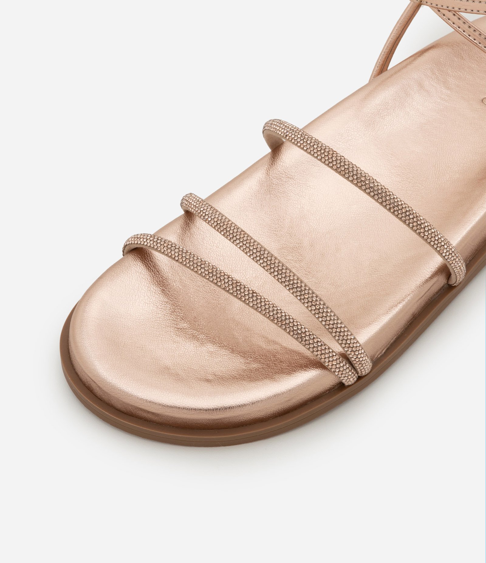 Sandália Rasteira Sport Sandal com Tiras de Brilho Rosê 5