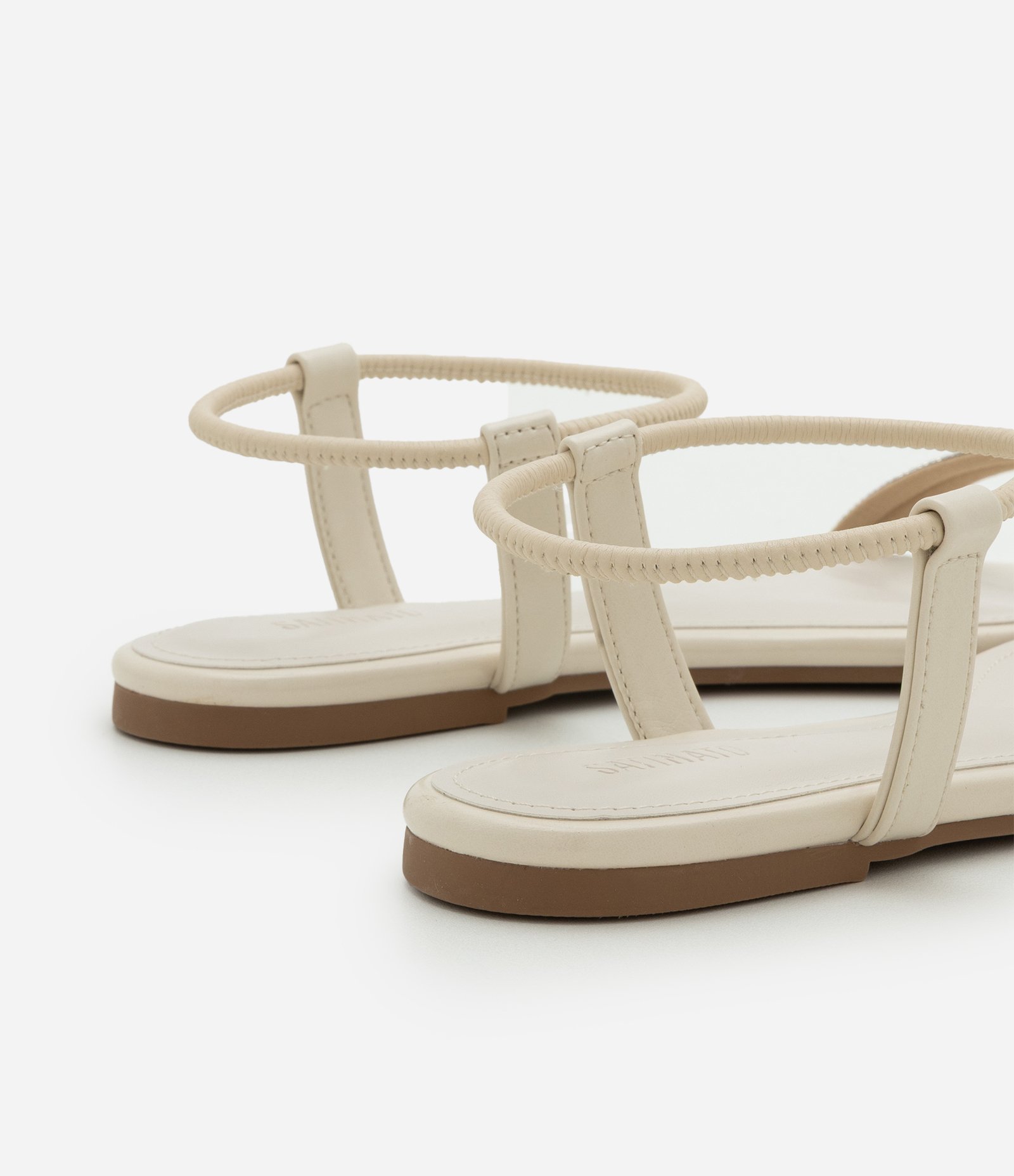 Sandália Rasteira com Bico Folha e Tiras de Strass Off White 4