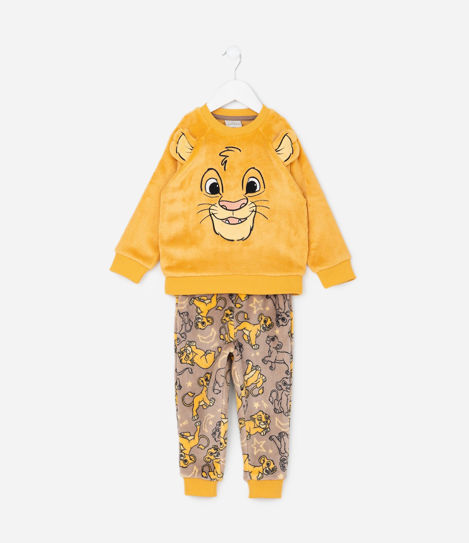 Pijama Infantil Rei Leão com Simba e Orelhas 3D – Tam 1 a 4 Anos Amarelo/Marrom 1