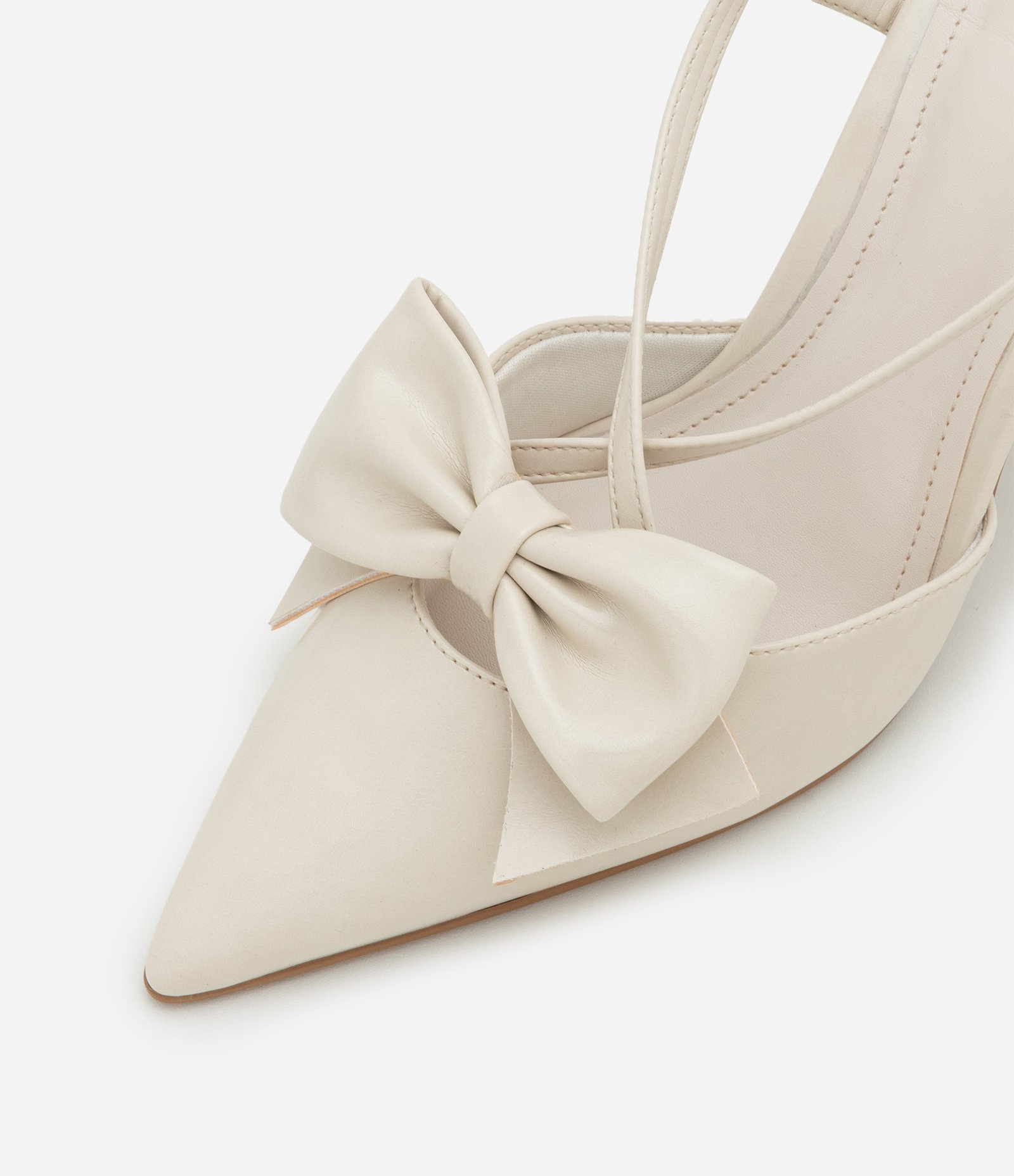 Sapato Slingack com Maxi Laço e Salto Cone Bege 5