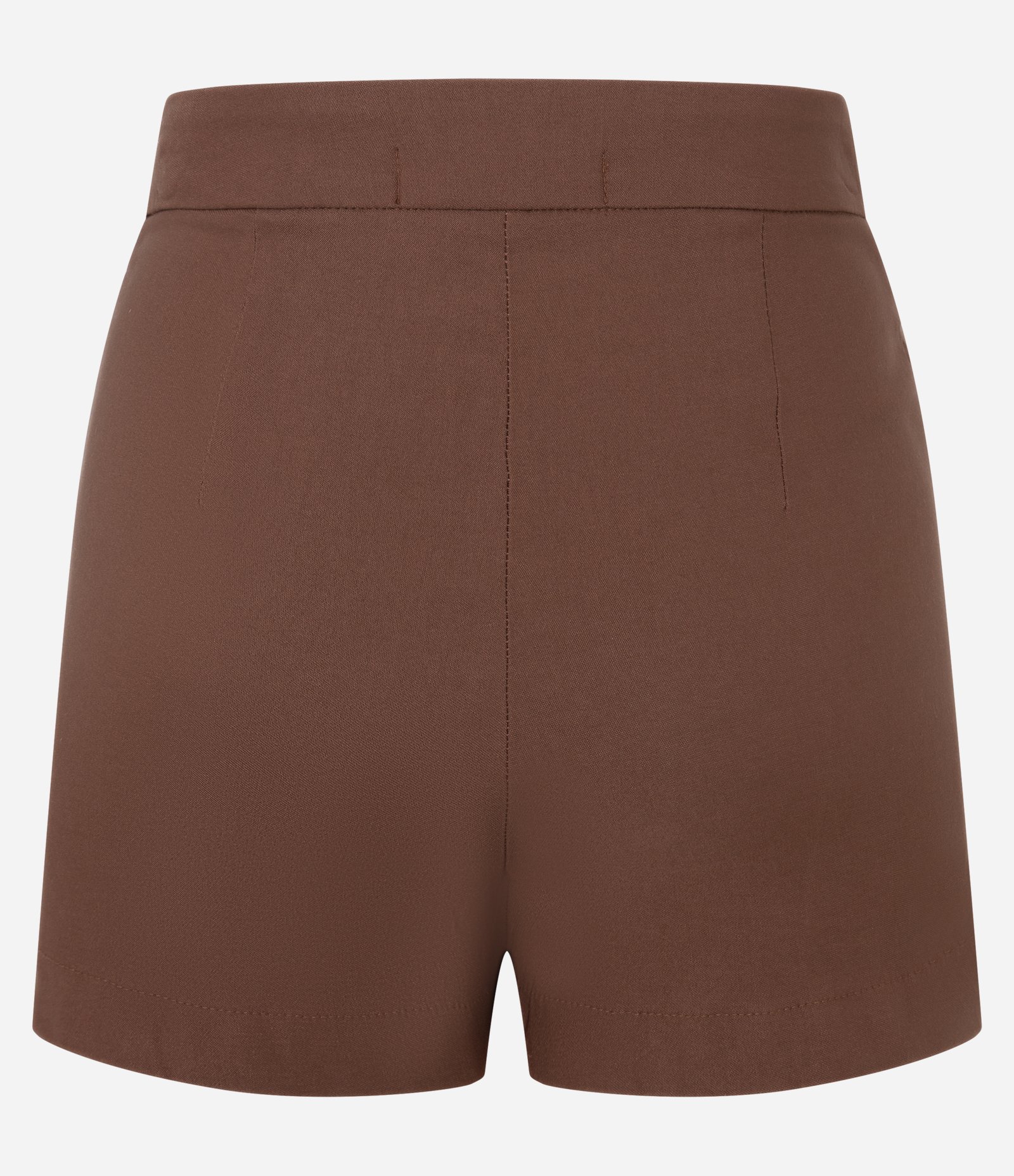 Short Saia em Bengaline com Transpassado e Bolsinho Marrom 7