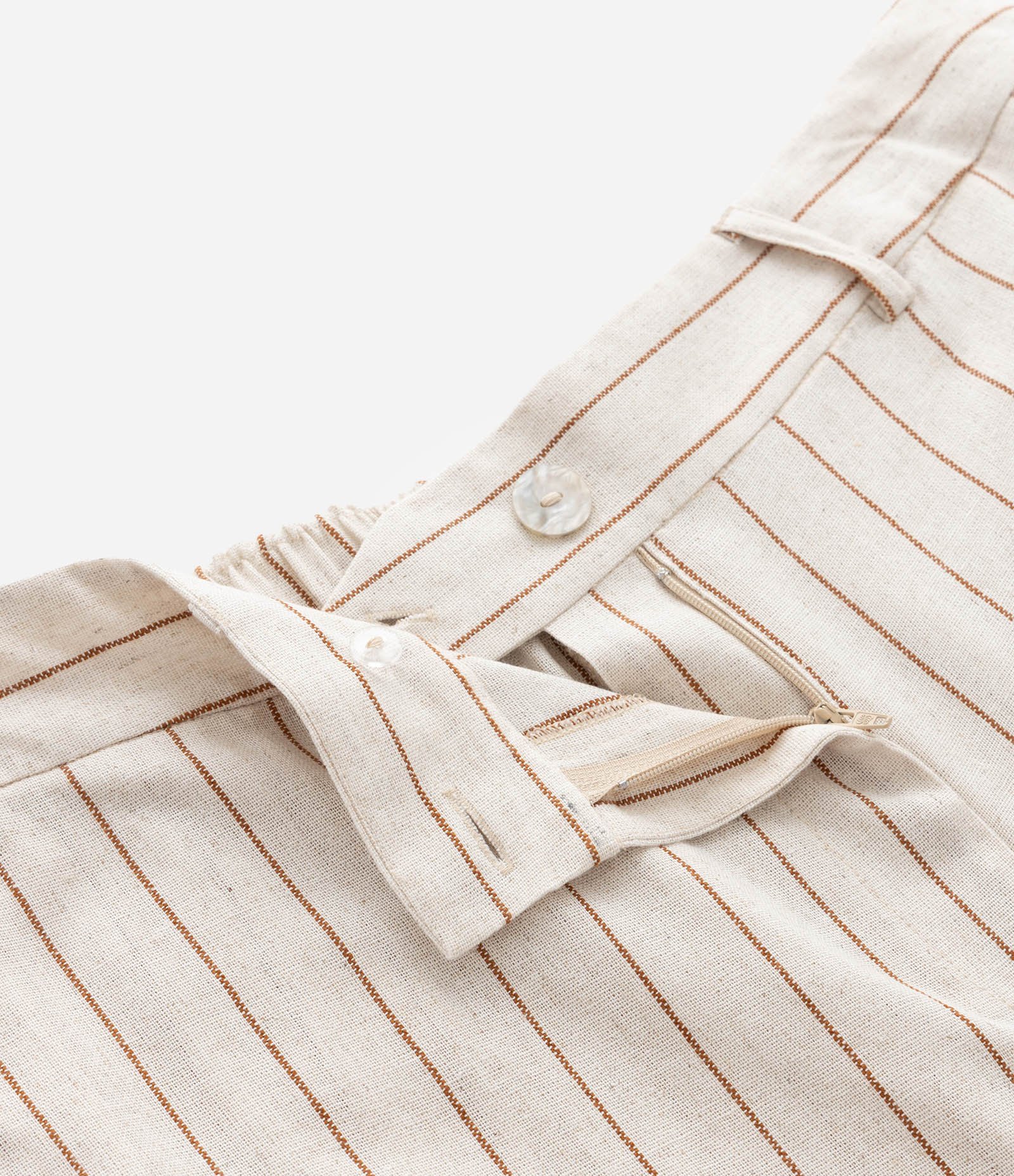 Calça Pantalona em Viscolinho Listrado Curve & Plus Size Off White 8