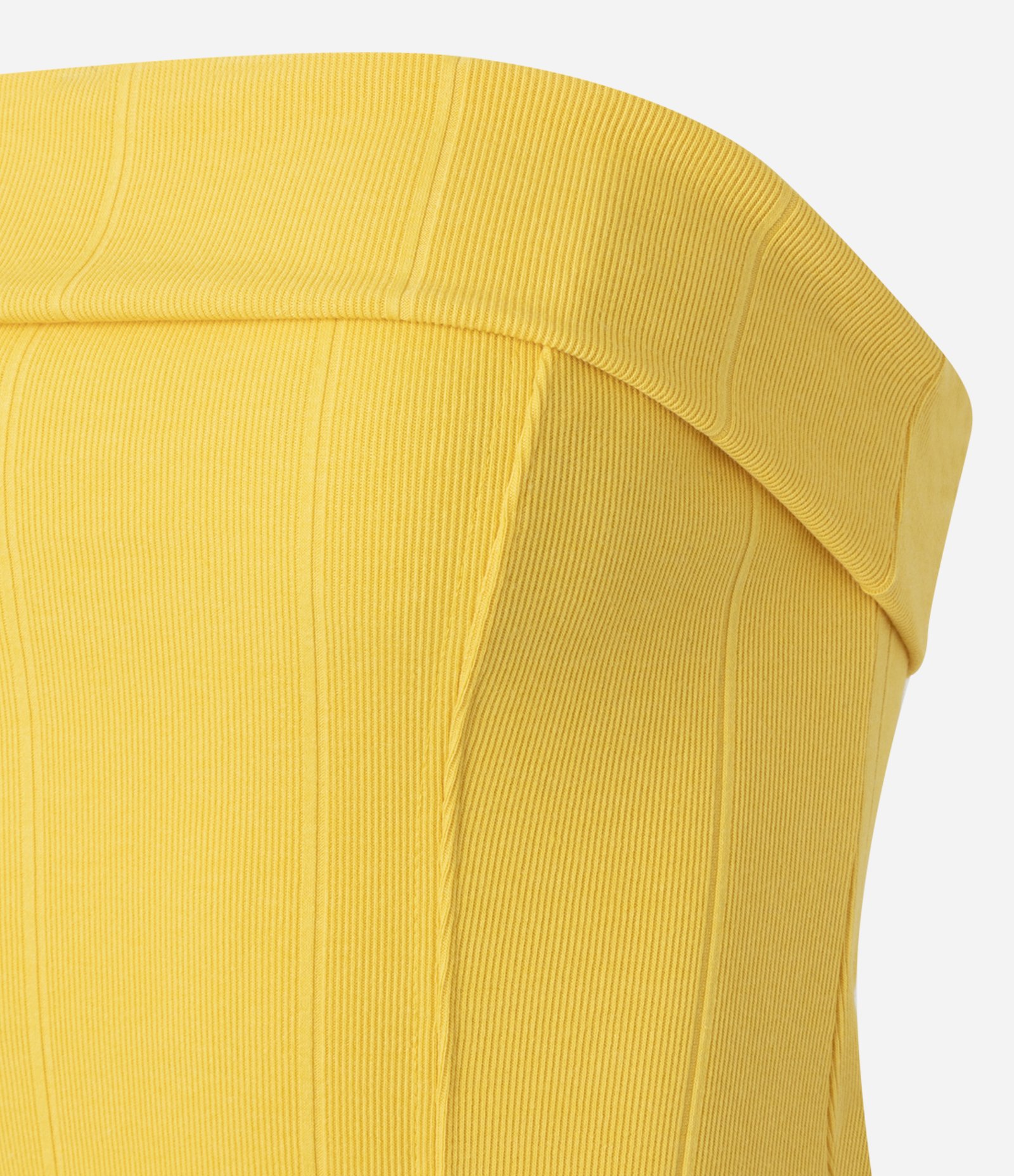 Vestido Tubinho Curto Sem Manga com Decote Dobrado Amarelo 5