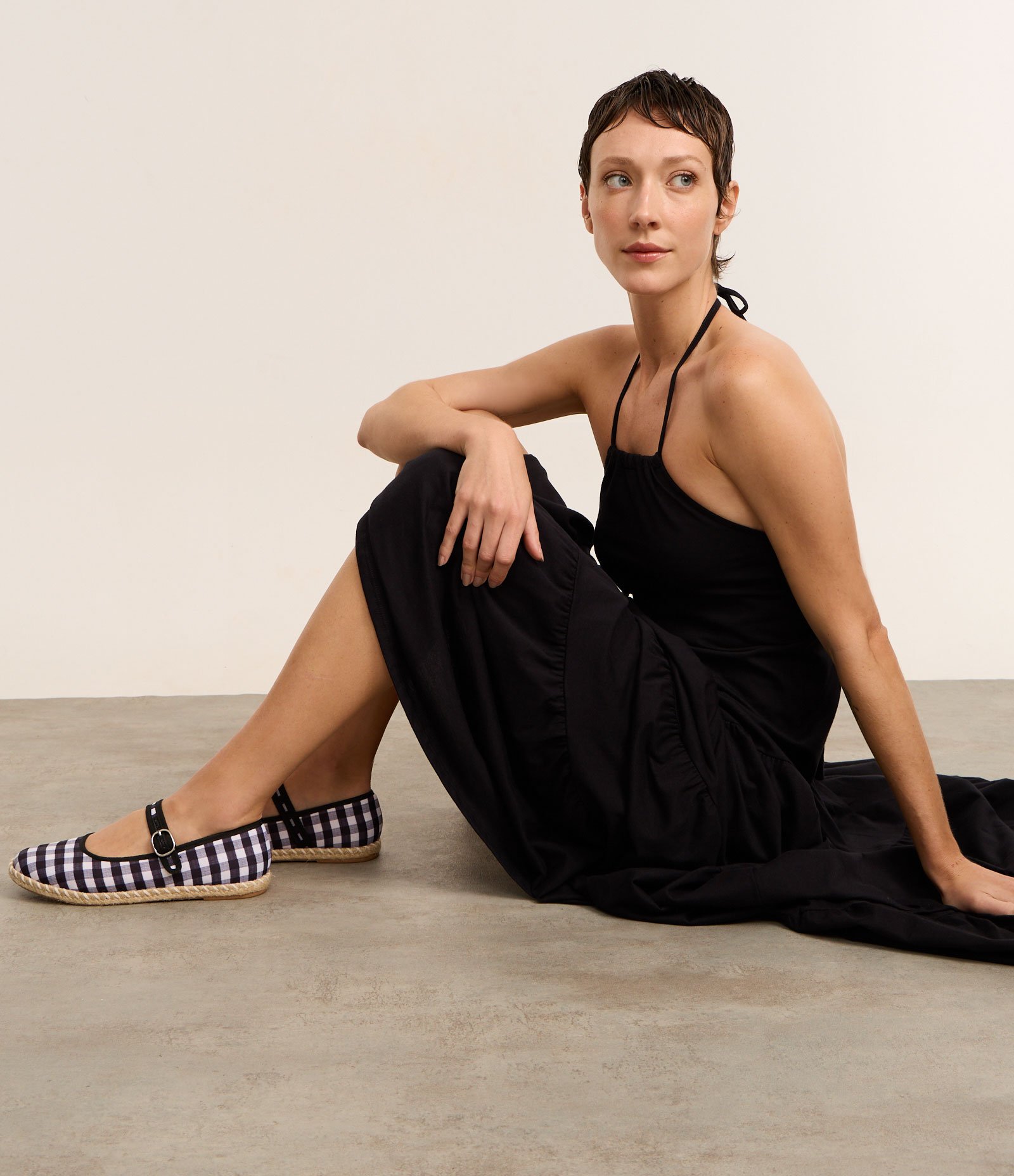 Sapatilha em Algodão em Estampa Xadrez Preto/Branco 2