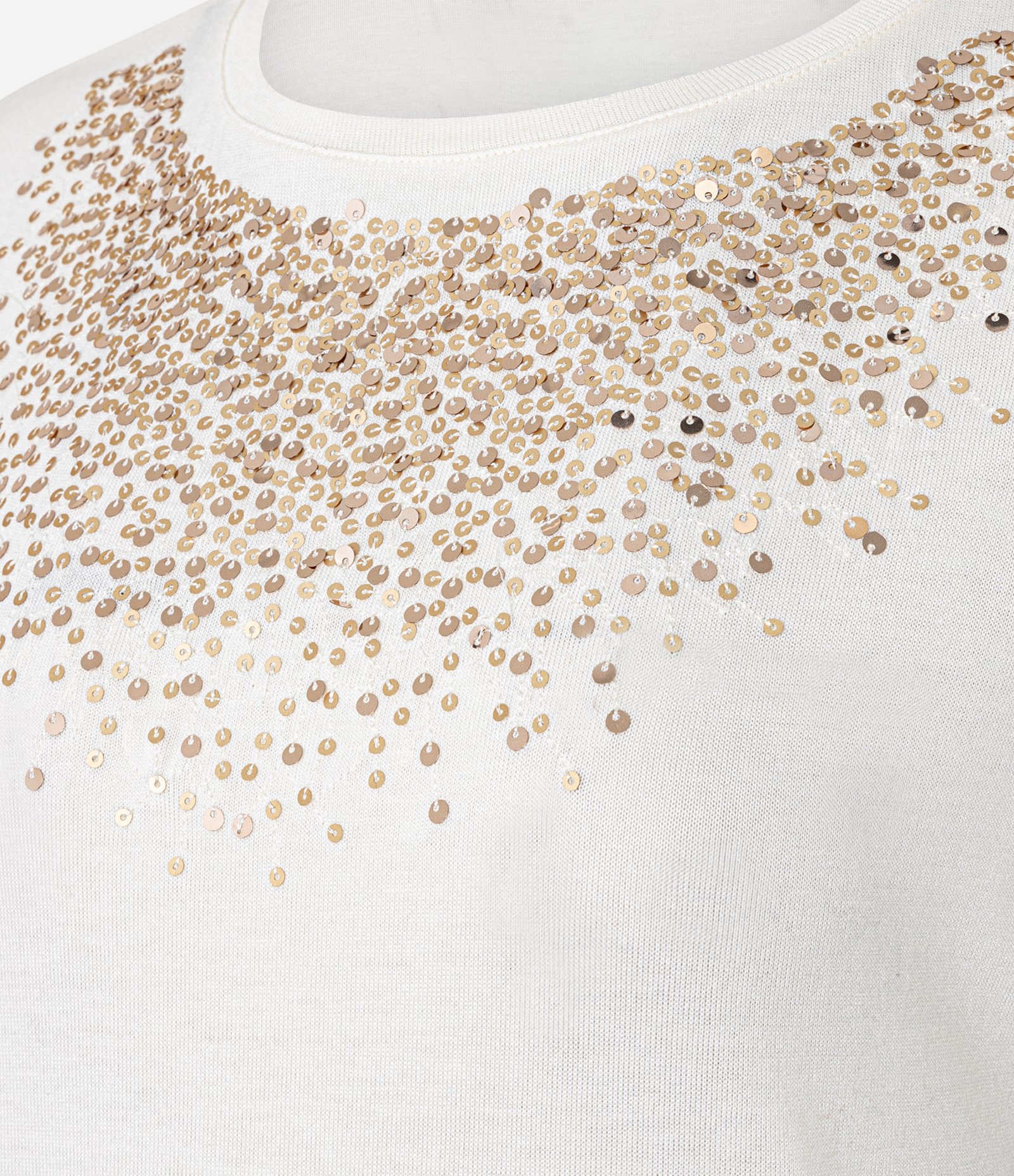 Blusa em Viscose com Paetês Metalizados no Peito Off White 6