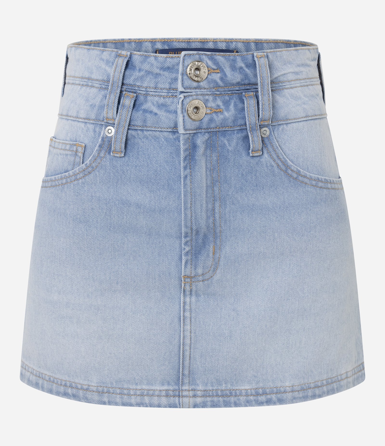 Saia Mini em Jeans com Cós Duplo Azul 5