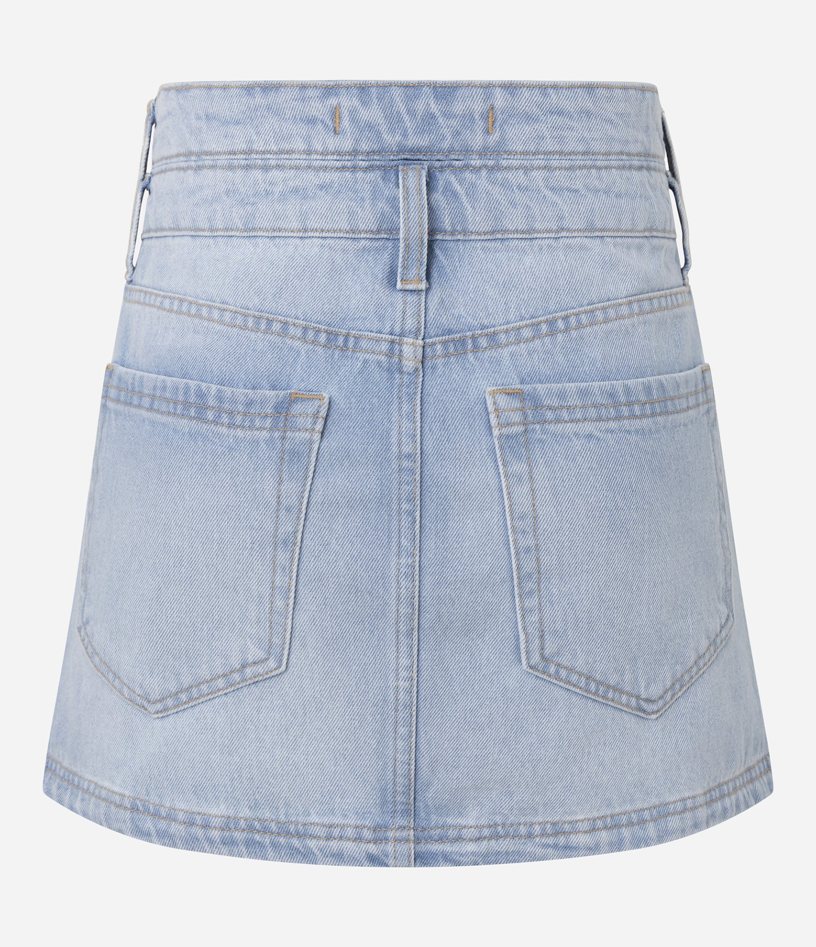Saia Mini em Jeans com Cós Duplo Azul 6