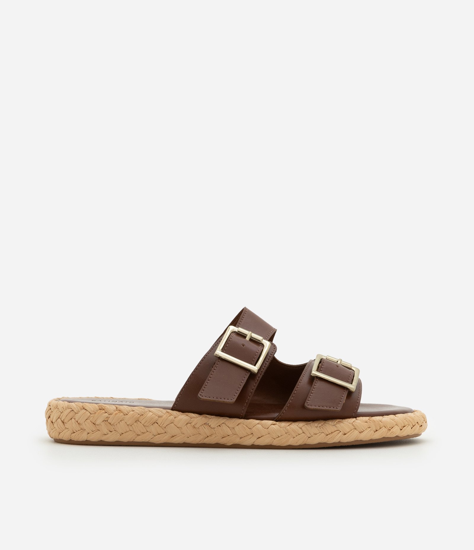 Sandália Rasteira Sport Sandal em PU com Sola de Ráfia Marrom 1