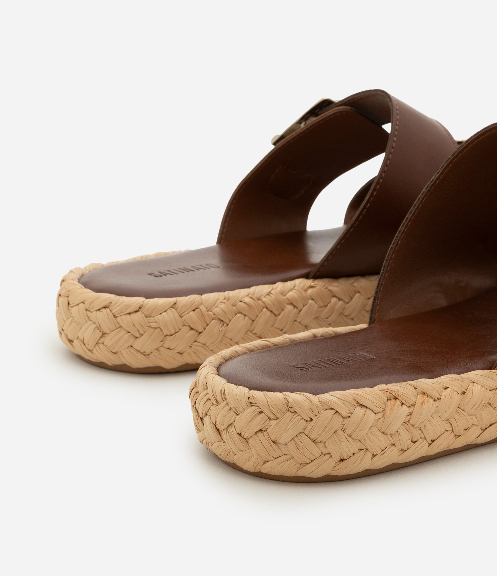 Sandália Rasteira Sport Sandal em PU com Sola de Ráfia Marrom 5