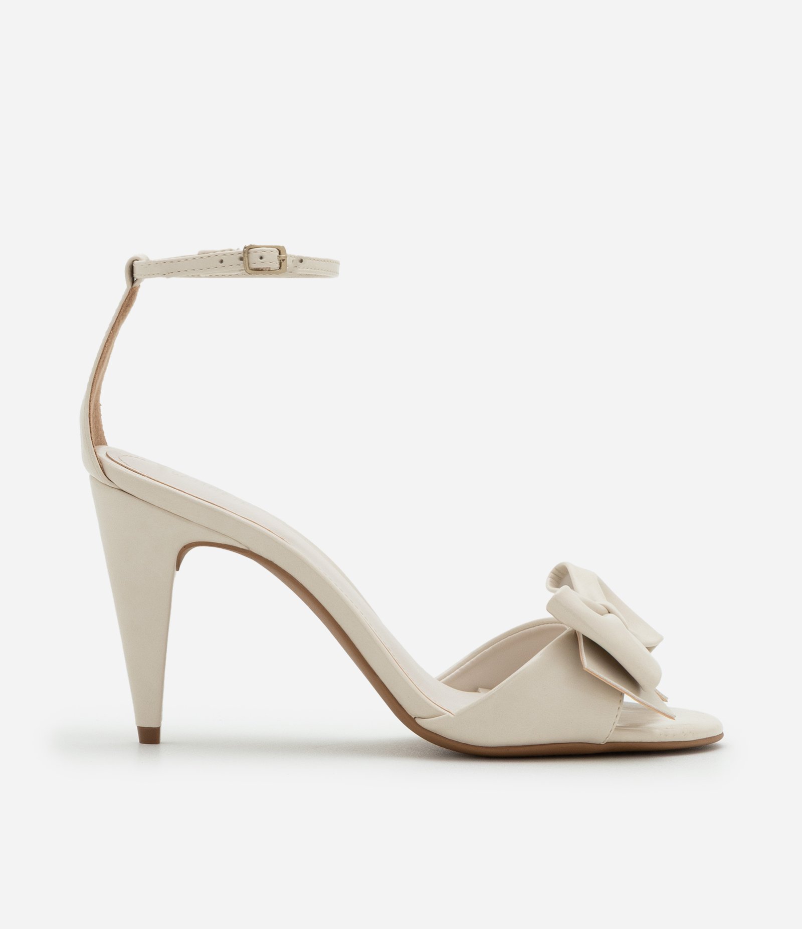 Sandália com Maxi Laço e Salto Cone Off White 1