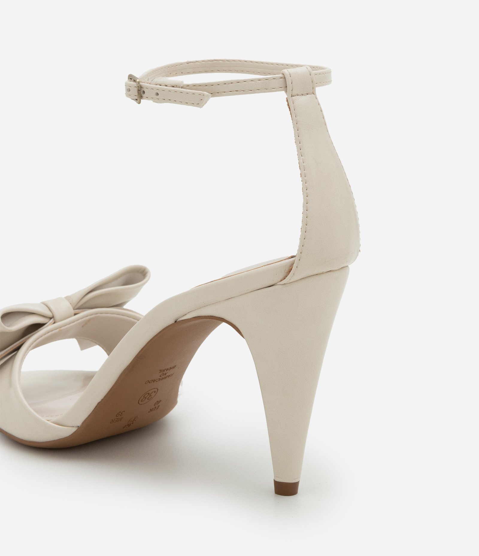 Sandália com Maxi Laço e Salto Cone Off White 4
