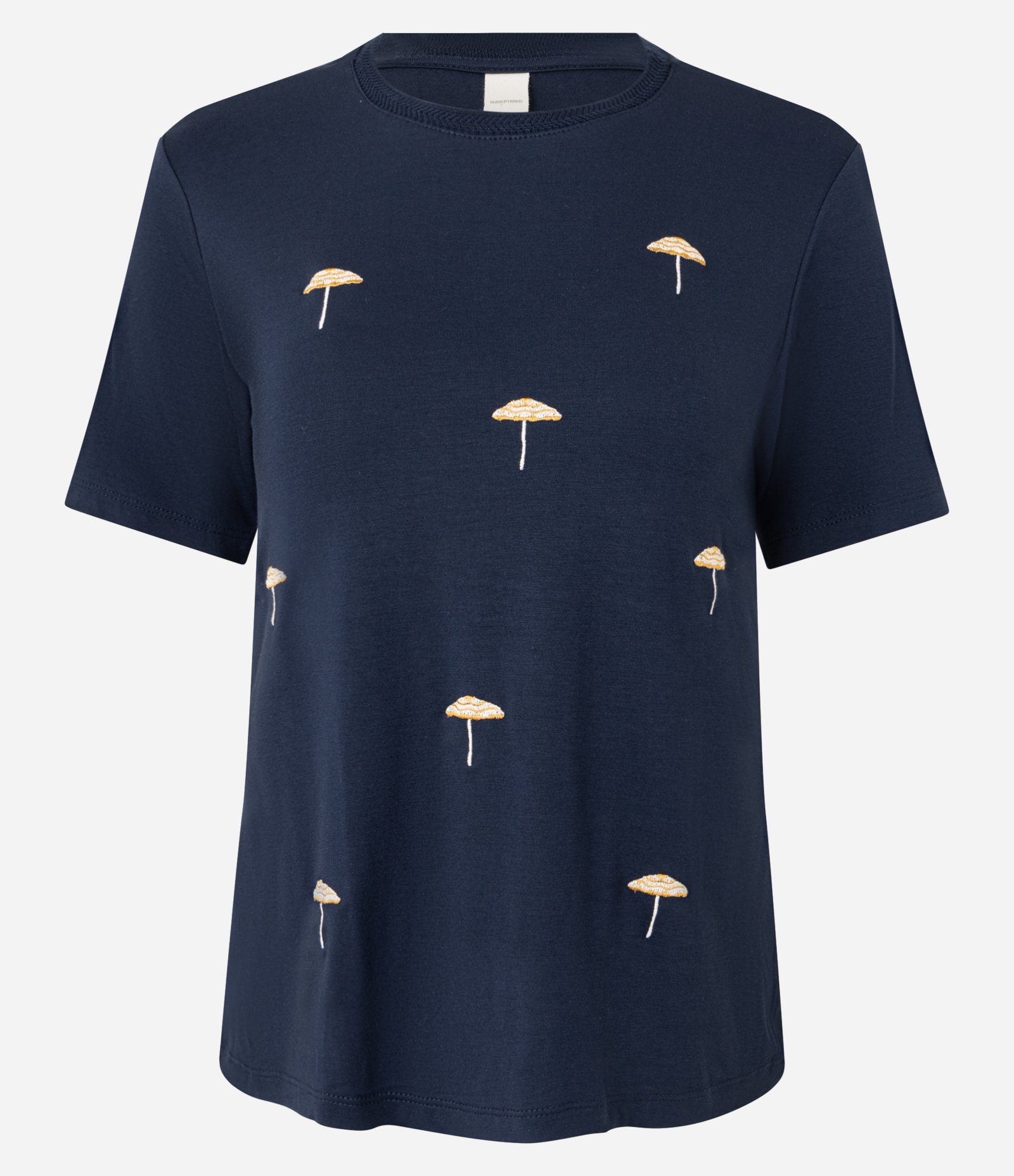 Blusa Slim em Viscolycra com Bordado de Guarda Sol Azul Marinho 5