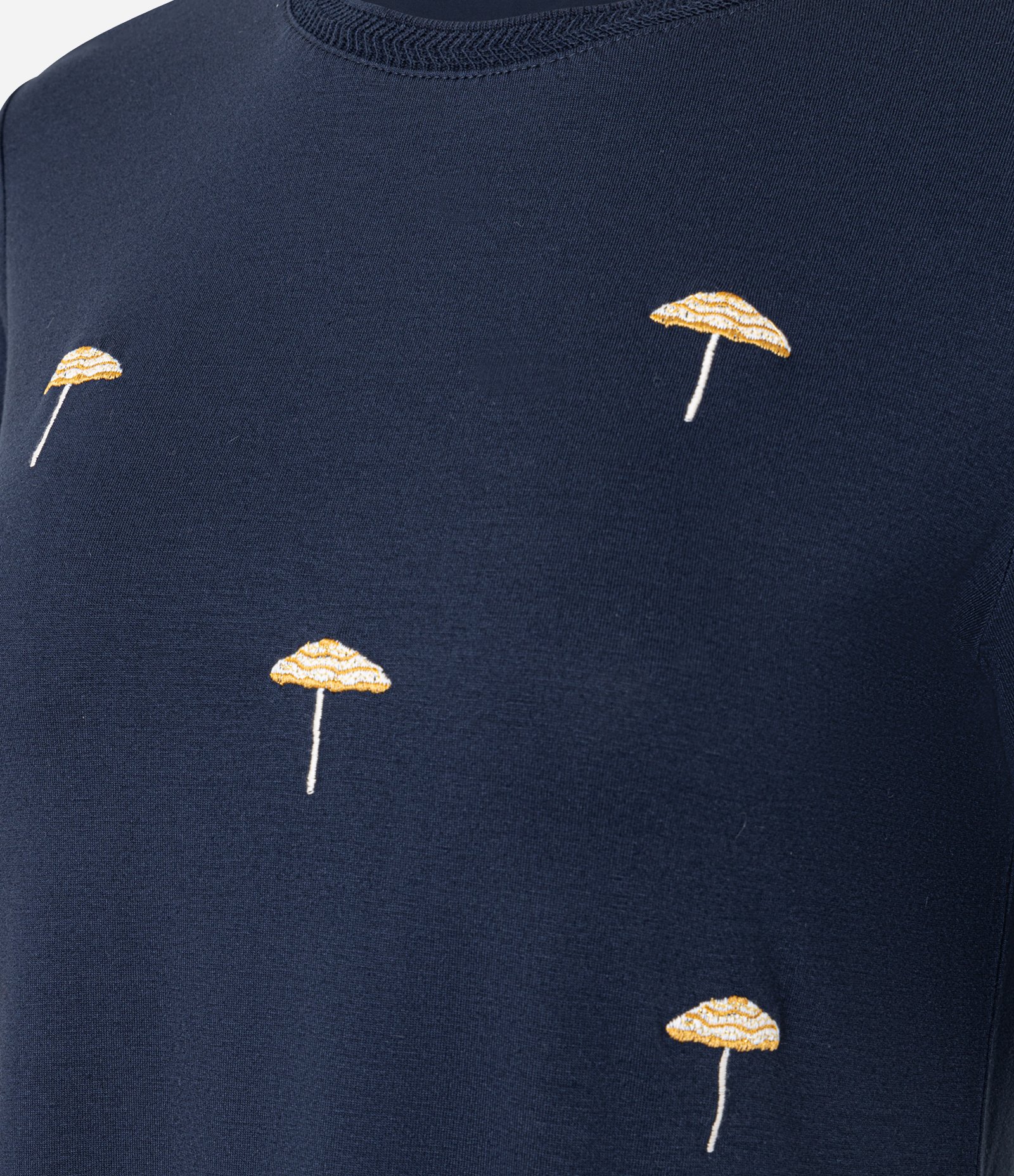 Blusa Slim em Viscolycra com Bordado de Guarda Sol Azul Marinho 6