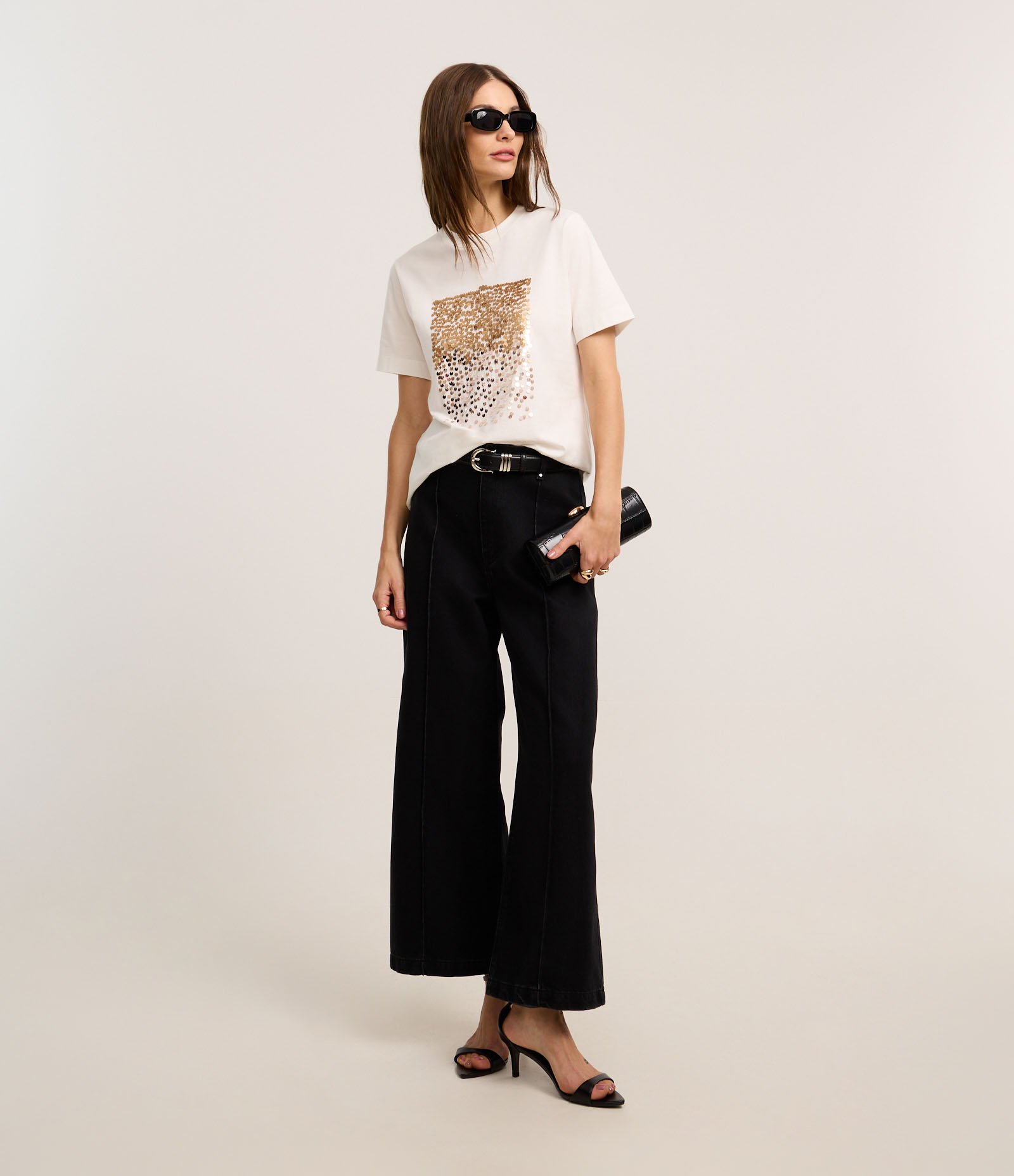 Blusa em Algodão com Bloco de Paetês Off White 2