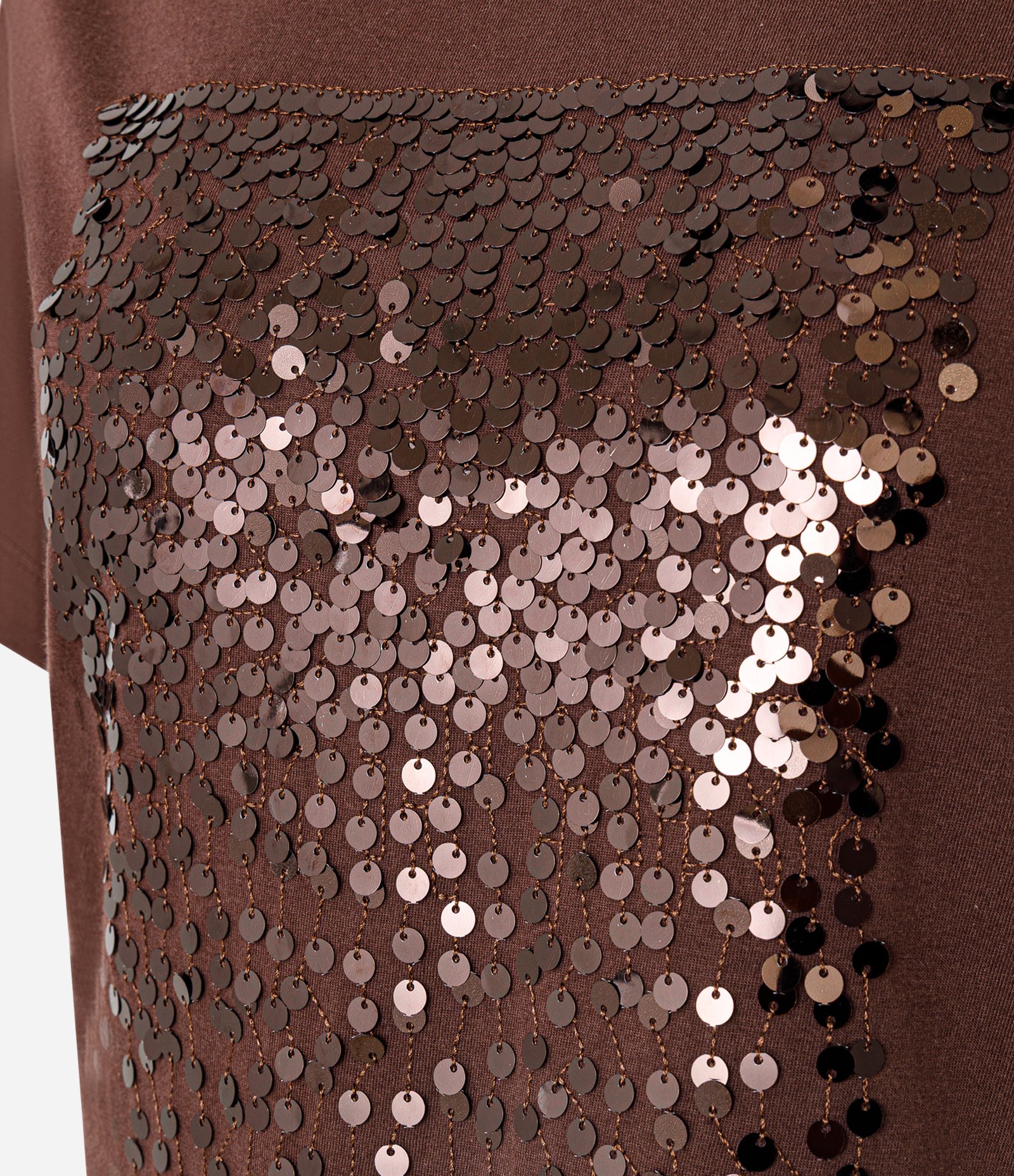 Blusa em Algodão com Bloco de Paetês Marrom 2