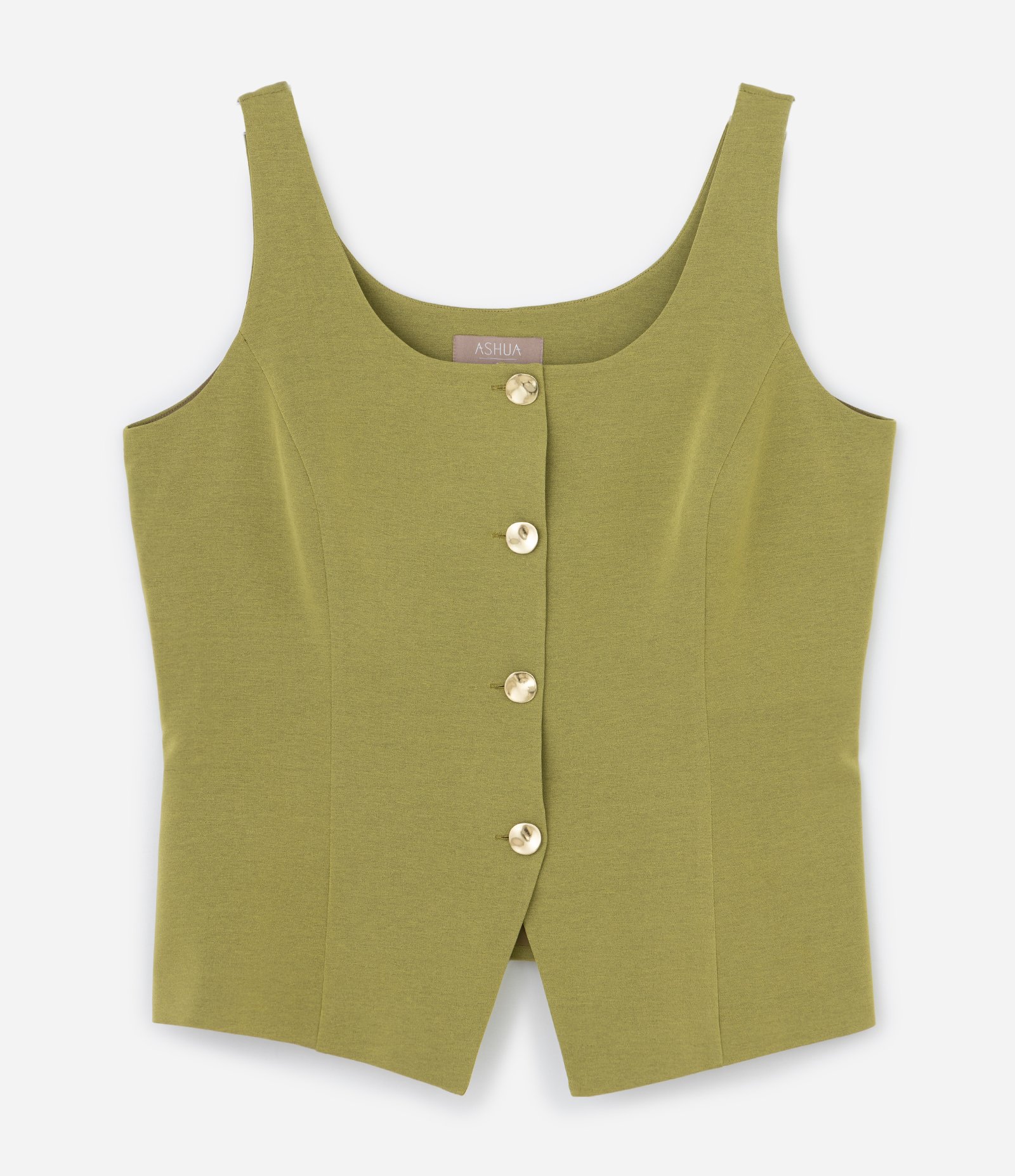 Blusa Regata Alfaiatada com Botões Curve & Plus Size Verde 5