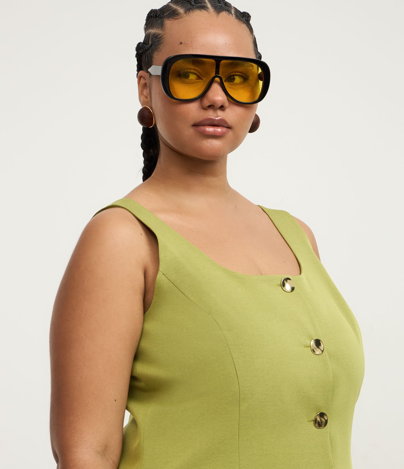 Blusa Regata Alfaiatada com Botões Curve & Plus Size Verde 3