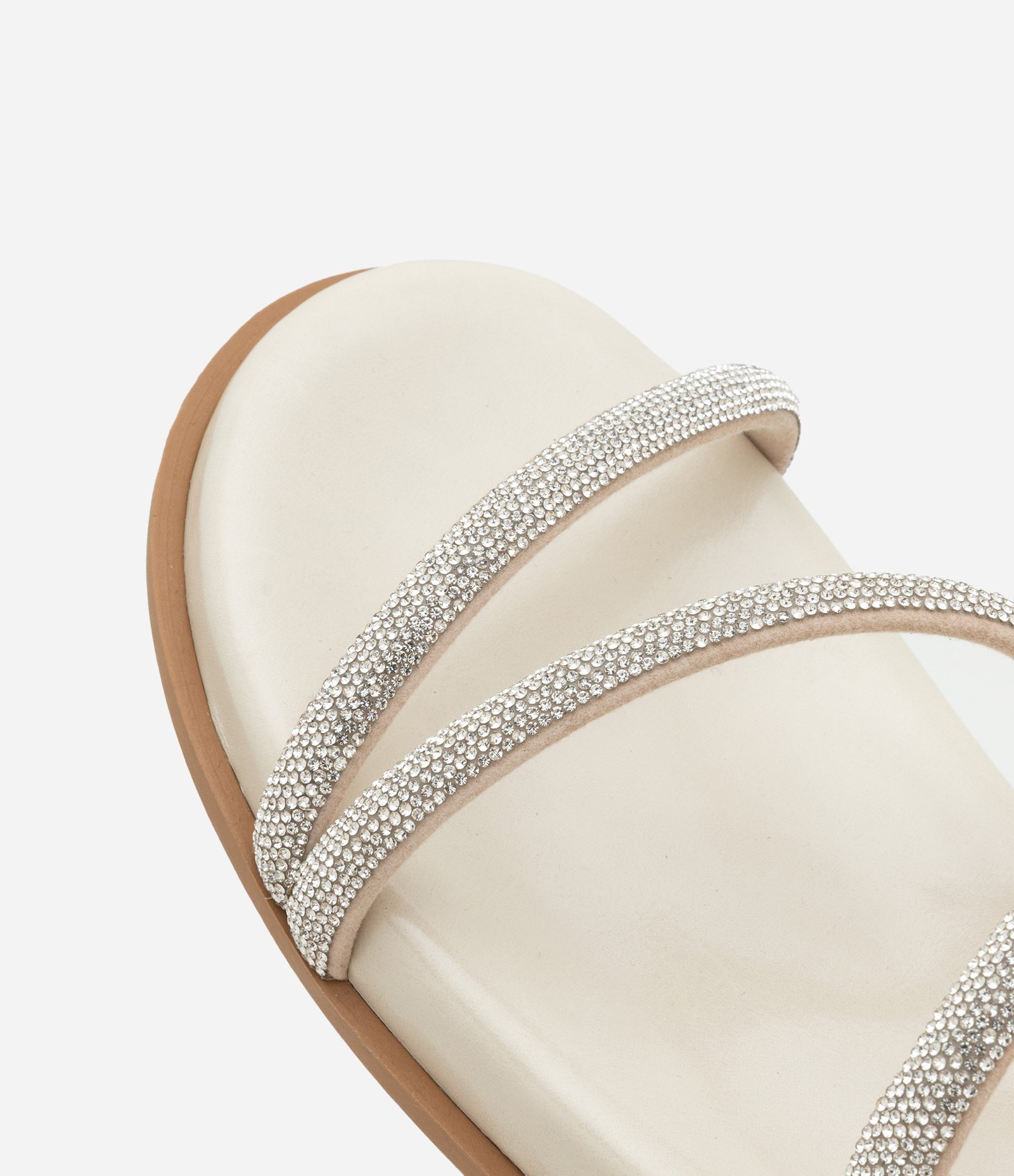 Sandália Rasteira Mule com Alças Brilhosas Off White 6