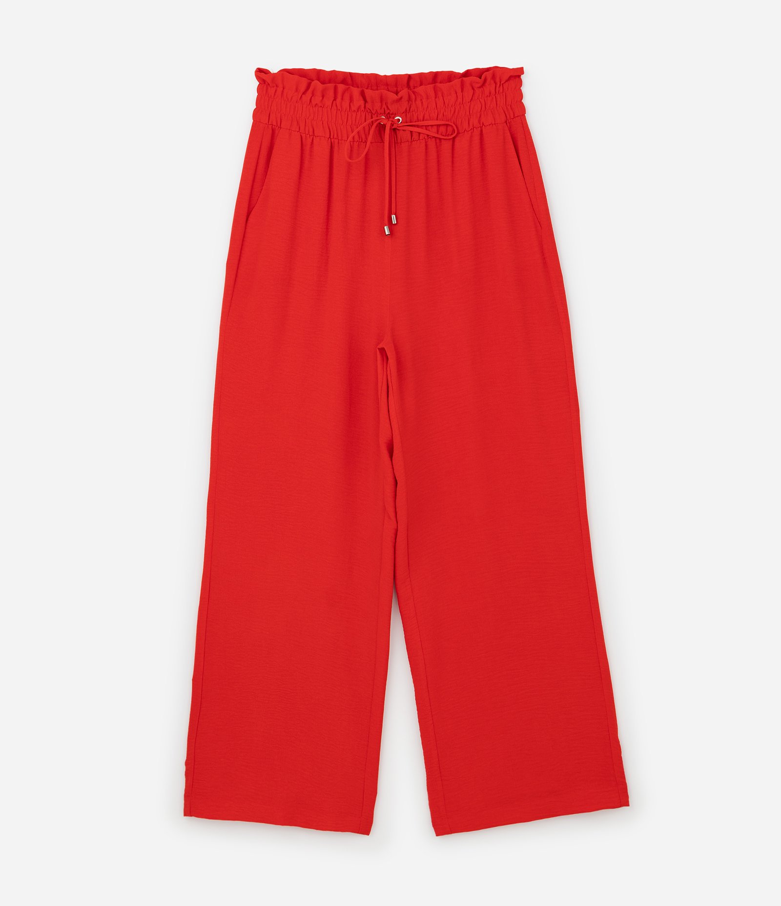 Calça Pantalona em Crepe com Cós Elástico Curve & Plus Size Vermelho 4