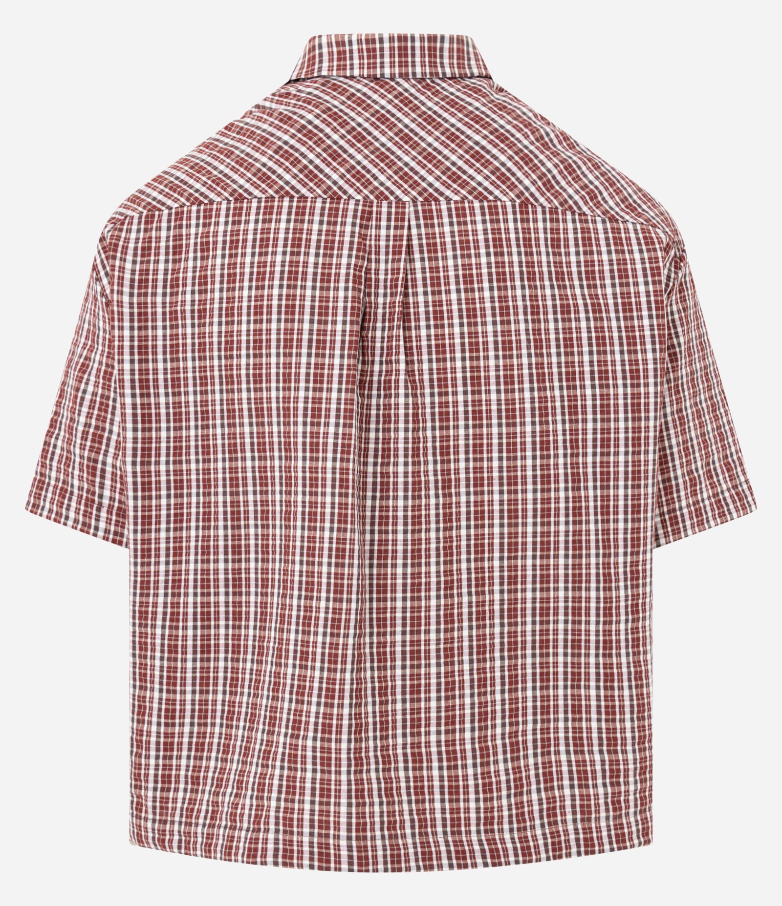 Camisa Oversized em Tricoline com Estampa Xadrez Vermelho 6