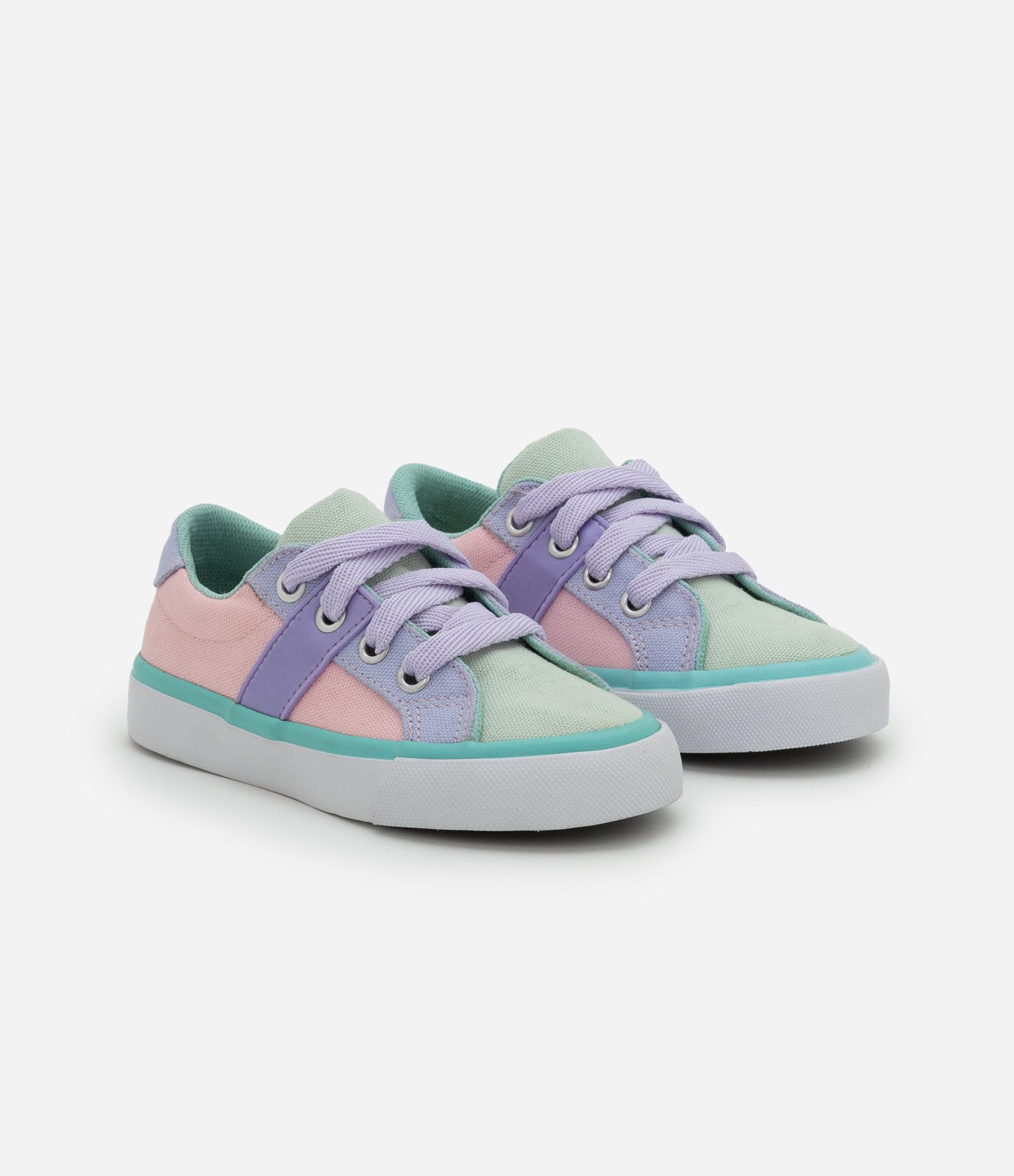 Tênis Casual Infantil com Recortes Contrastantes - Tam 20 ao 27 Multicores 1