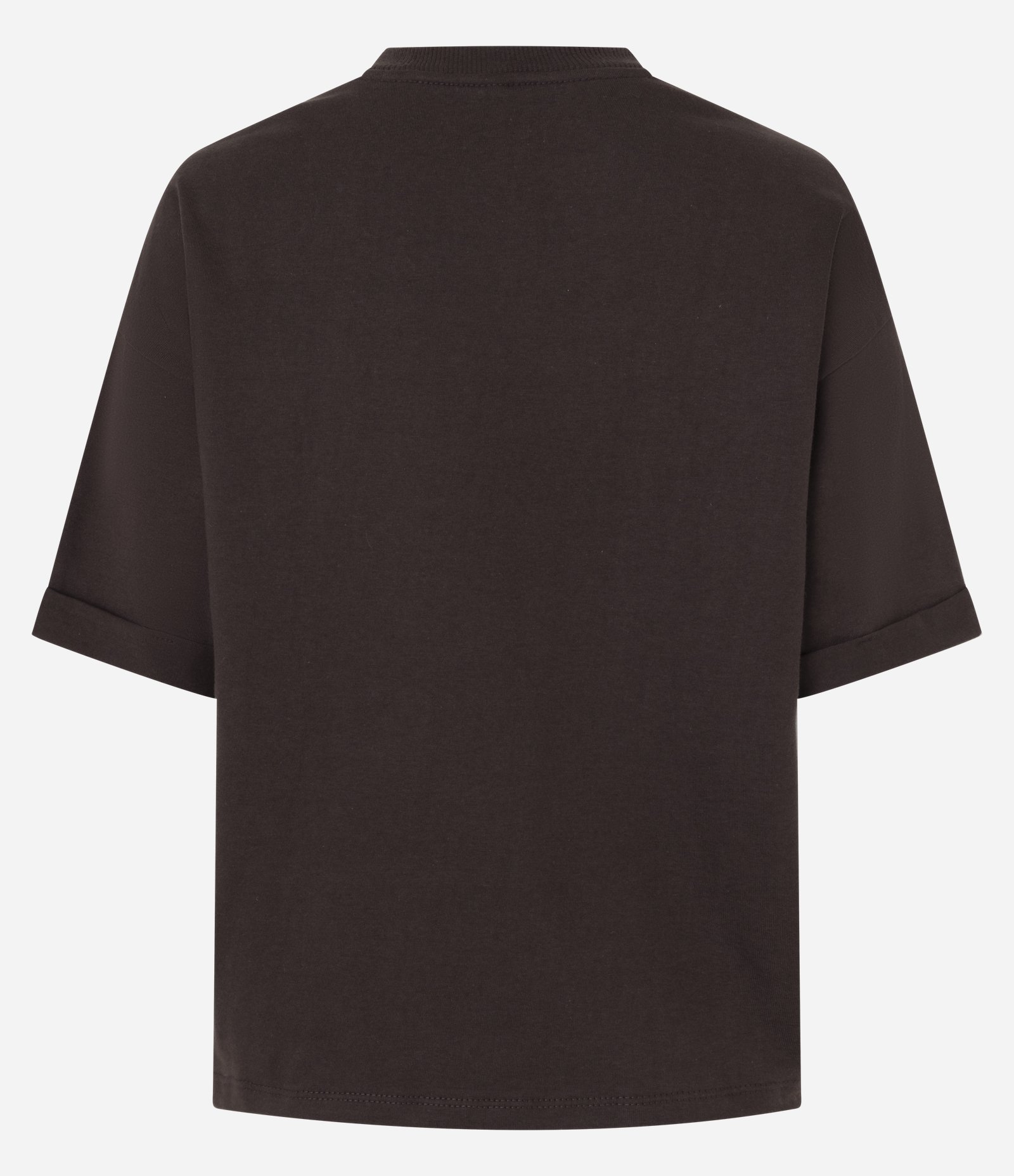 Camiseta Oversized em Algodão com Manga Dobrada Marrom 6