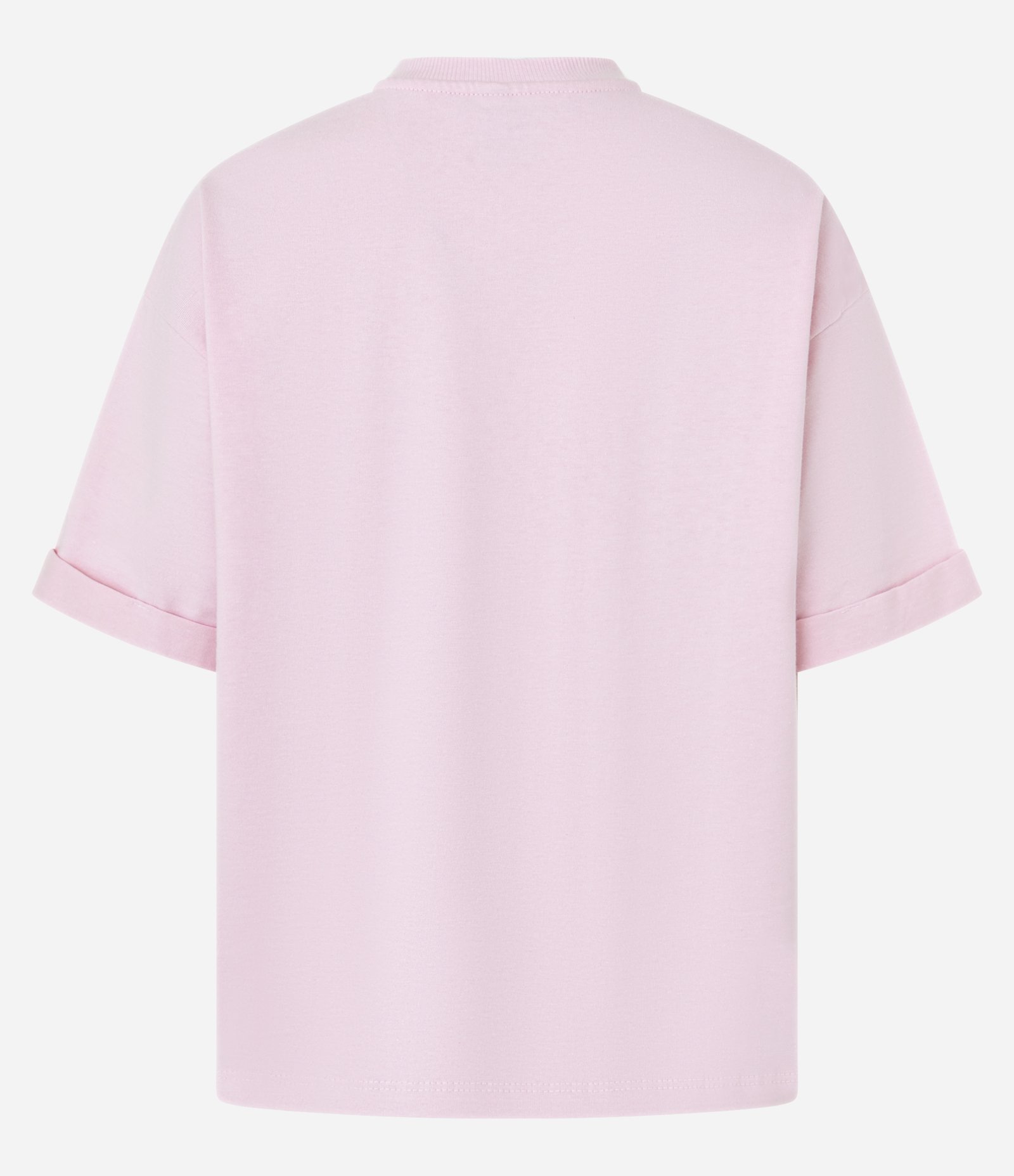 Camiseta Oversized em Algodão com Manga Dobrada Rosa 5