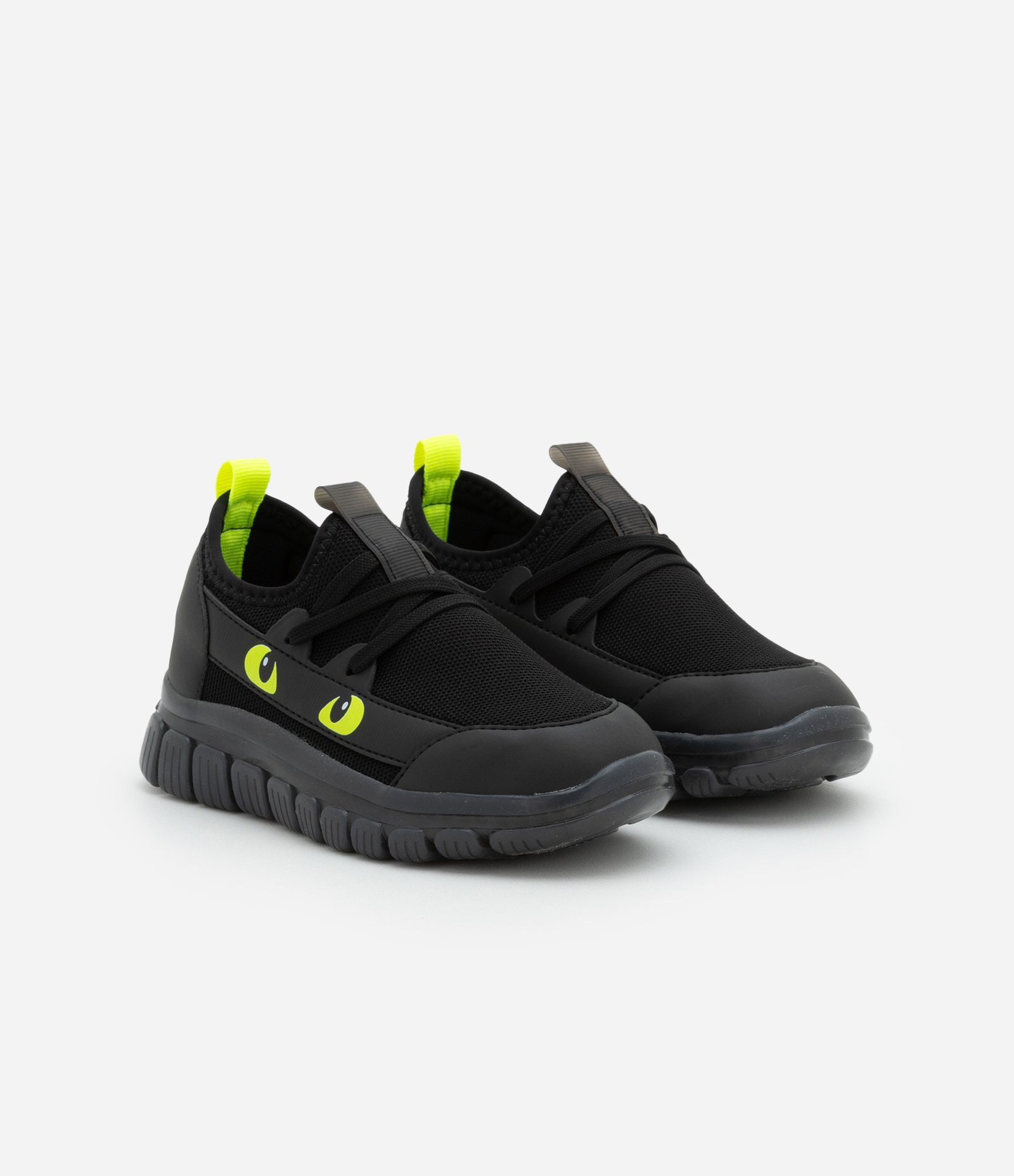 Tênis Infantil Calce Fácil com Olhos de Dragão e Sola com Luzinhas Led -Tam 20 ao 27 Preto 2