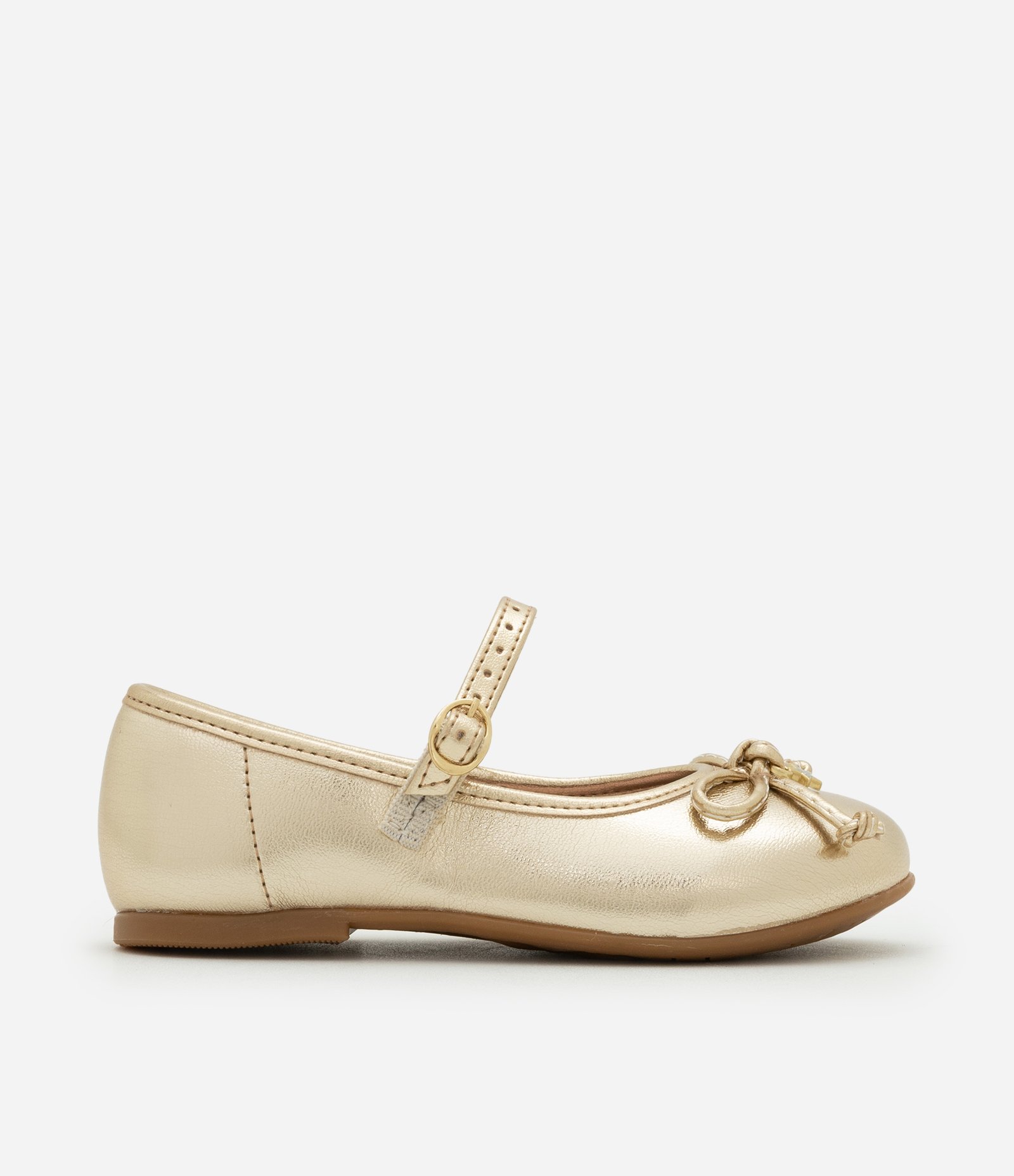 Sapatilha Infantil em PU com Lacinho - Tam 20 ao 25 Dourado 5