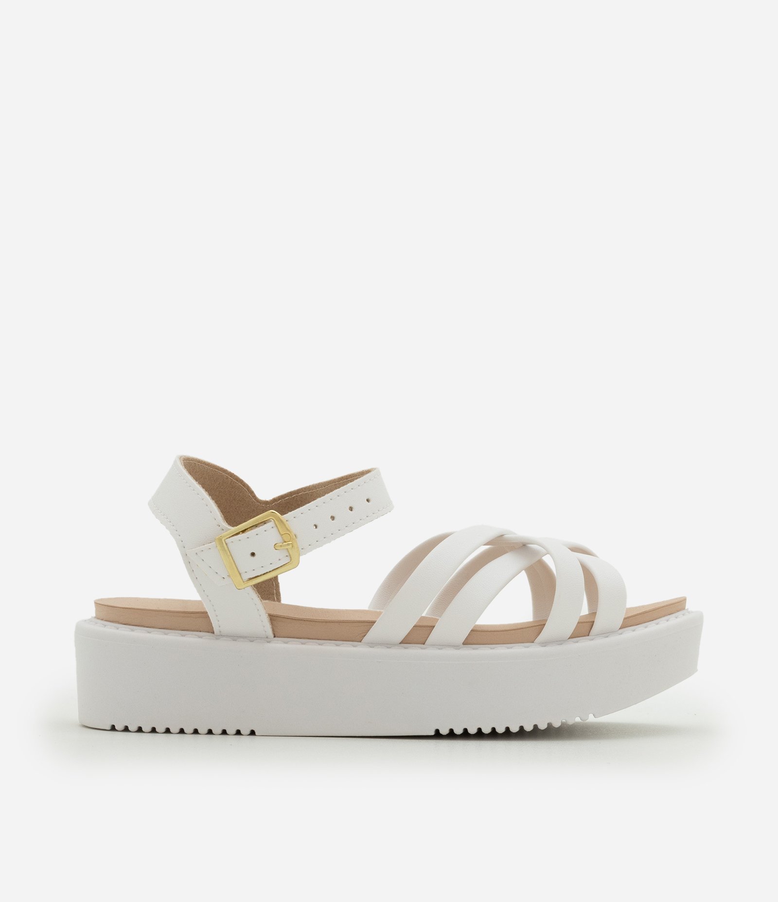 Sandália Flatform Infantil com Tiras Cruzadas - Tam 26 ao 34 Branco 5