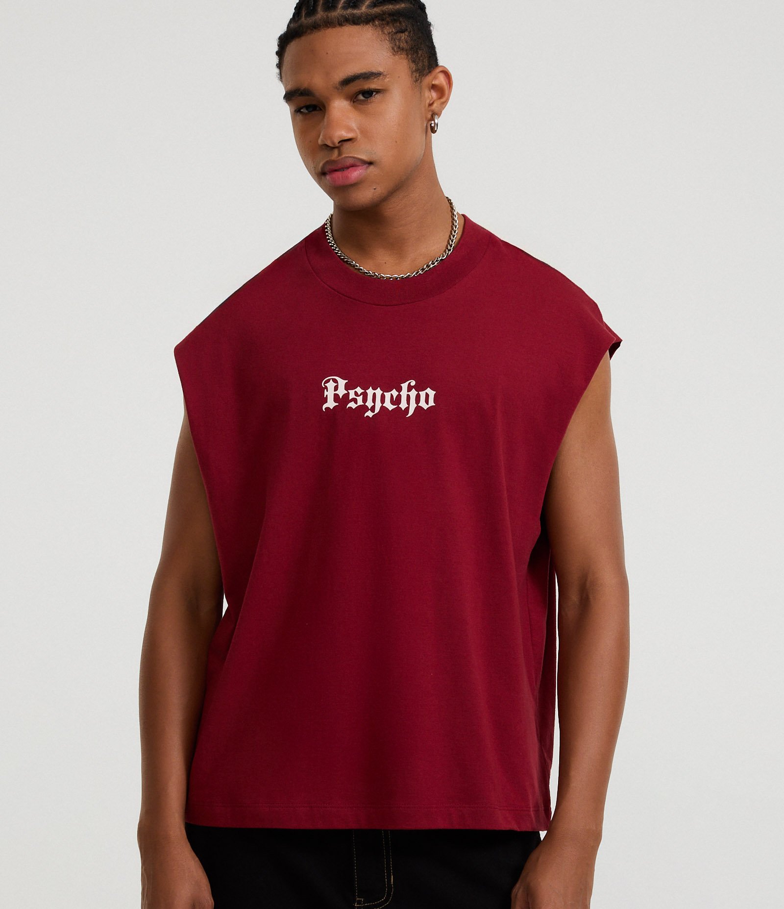 Regata Boxy em Malhão com Estampa Psycho Vermelho 1