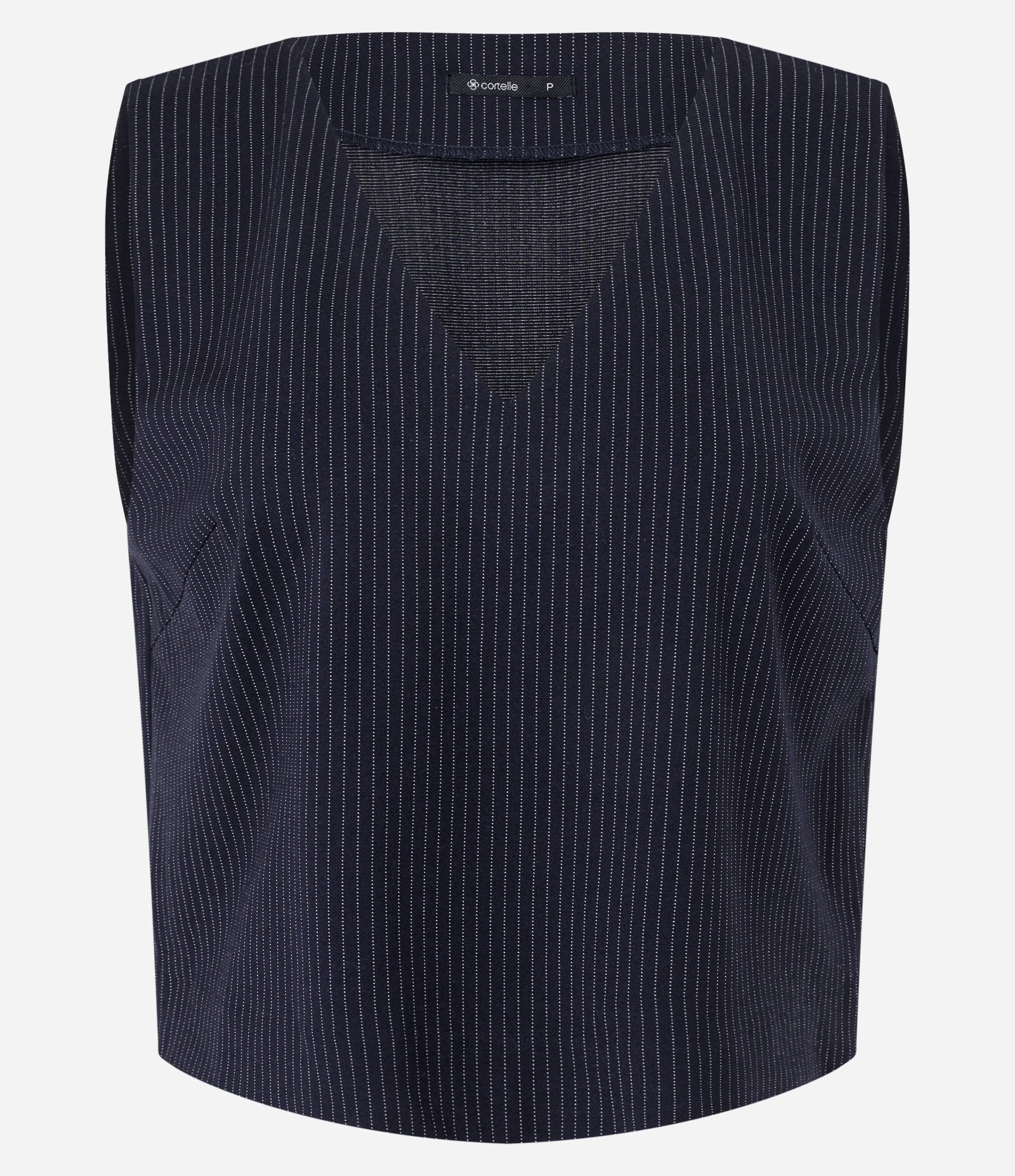 Blusa Curta em Ponto Roma com Ombreiras Azul 4